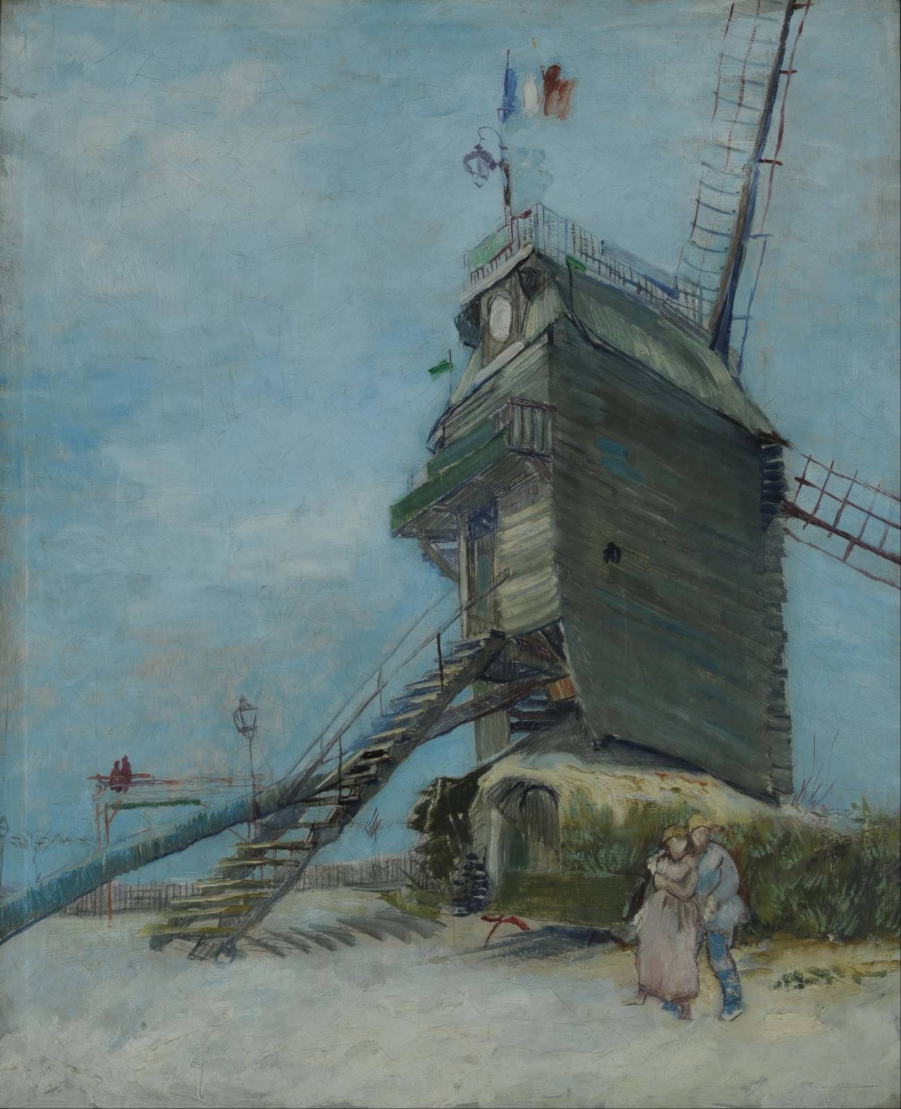 Romantic Windmill Embrace Wall Art