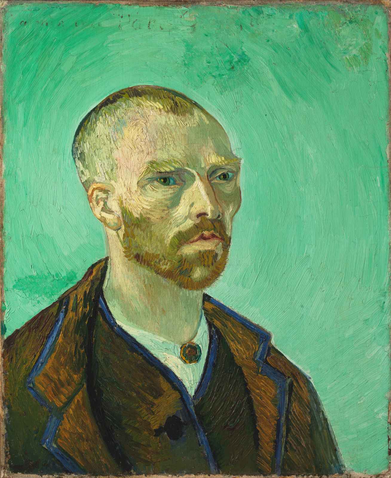 Van Gogh Self-Portrait Green Wall Art