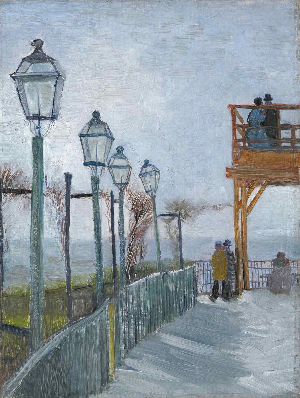 Impressionist Street Scene with Lamps Wall Art
