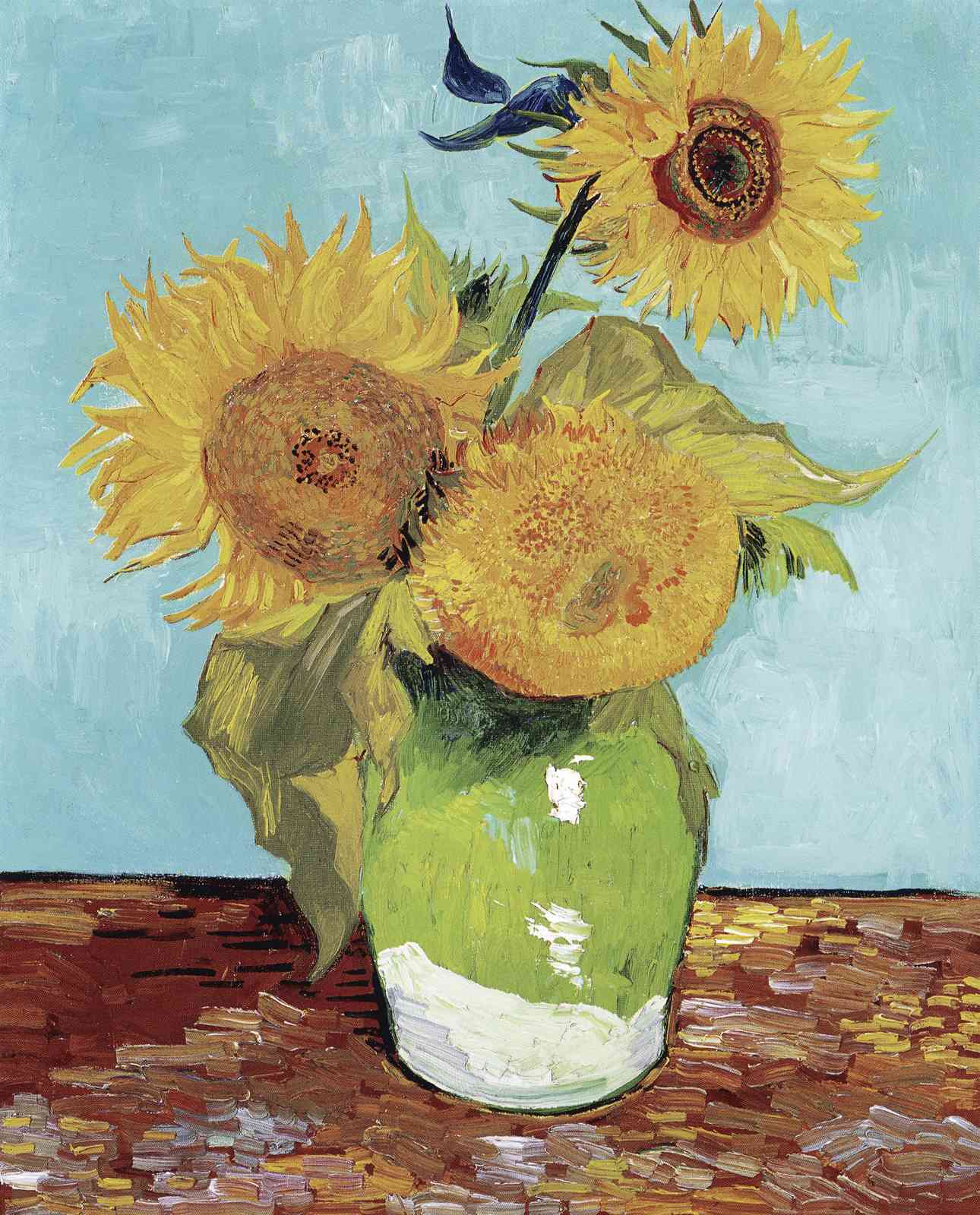 Vibrant Sunflowers in Green Vase Wall Art