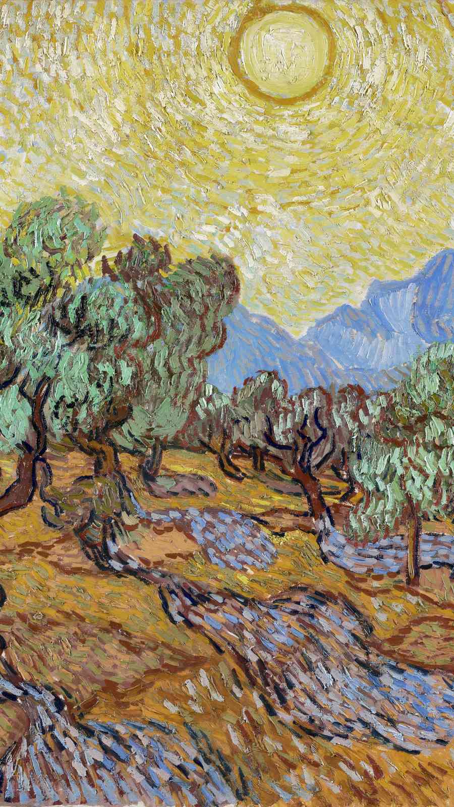 Van Gogh Olive Grove Sunburst Wall Art