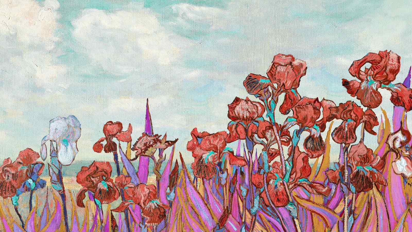 Vibrant Irises Field Impressionist Wall Art