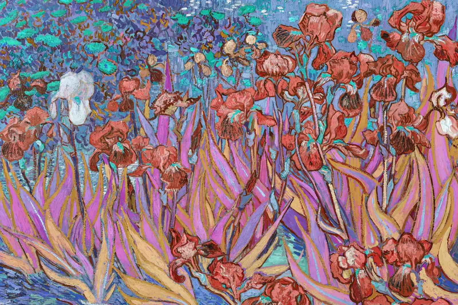 Vibrant Irises Van Gogh Inspired Wall Art