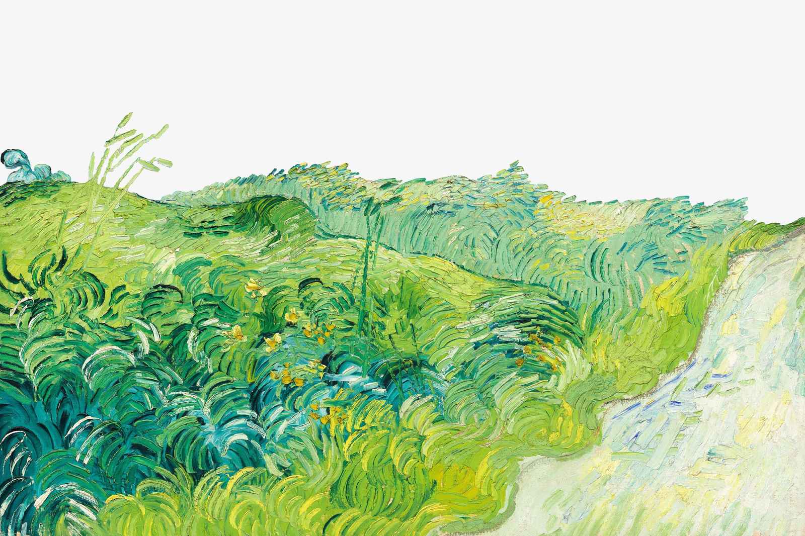 Vibrant Green Field with Yellow Flowers Wall Art