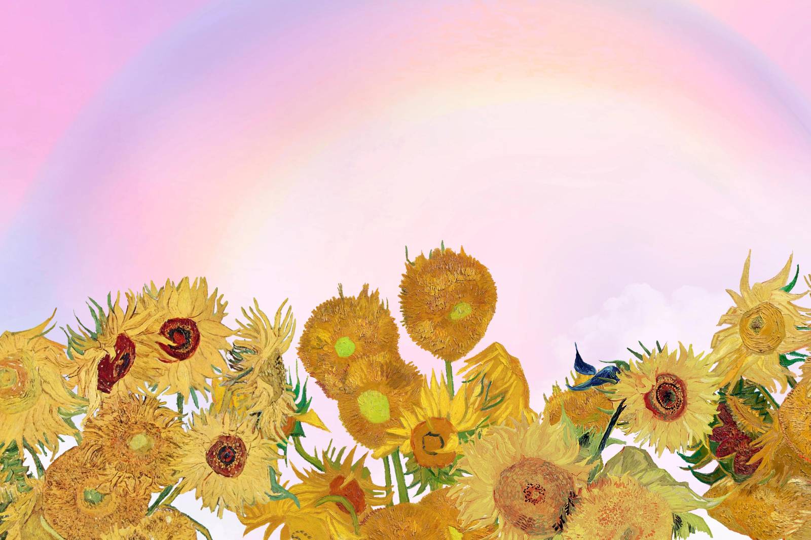 Vibrant Sunflowers with Rainbow Hues Wall Art