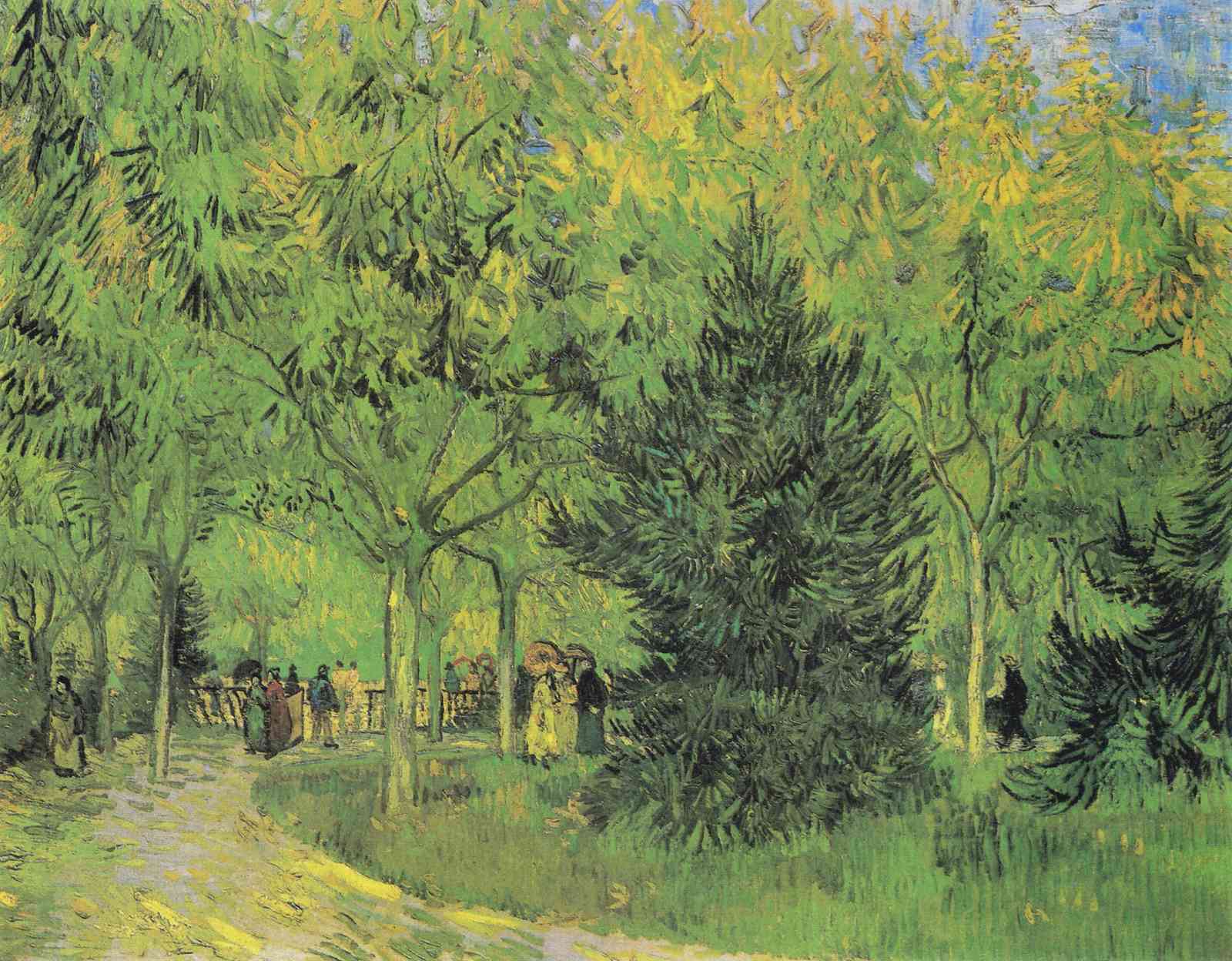 Vibrant Impressionist Park Scene Wall Art