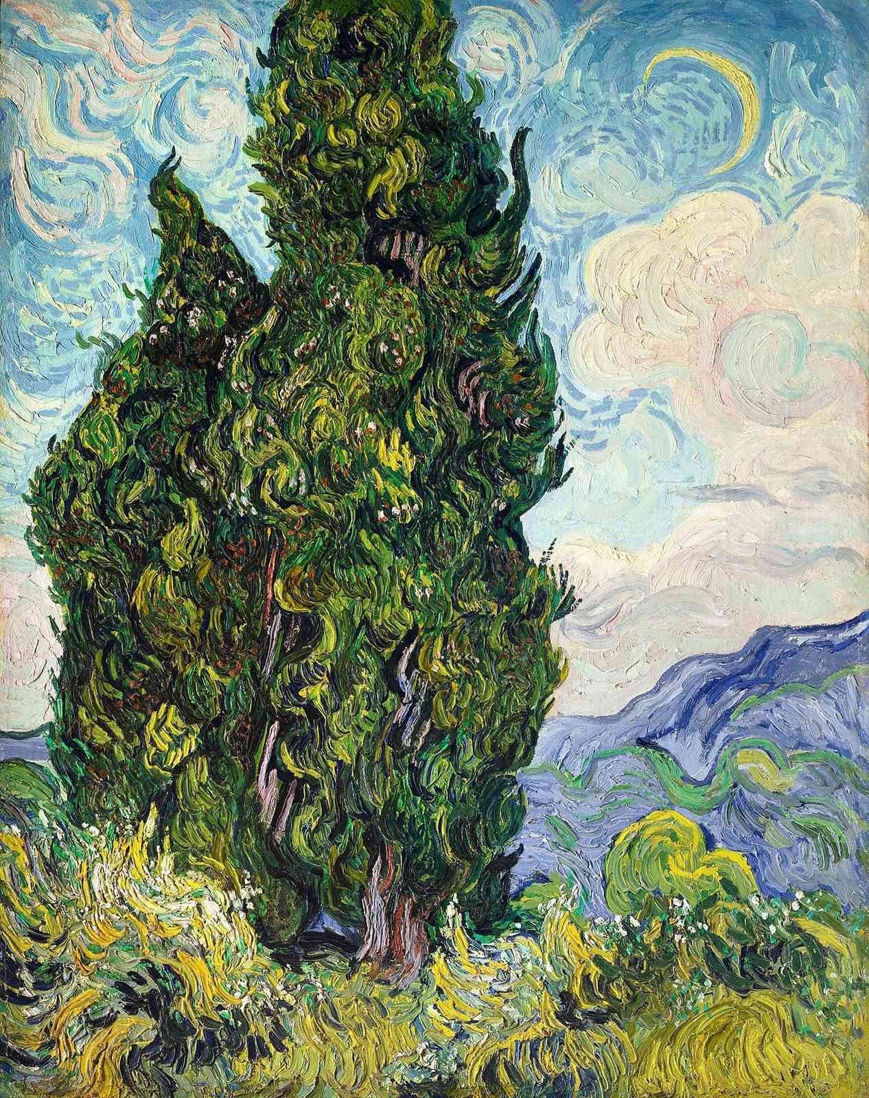 Vincent Van Gogh Cypress Tree Sky Wall Art