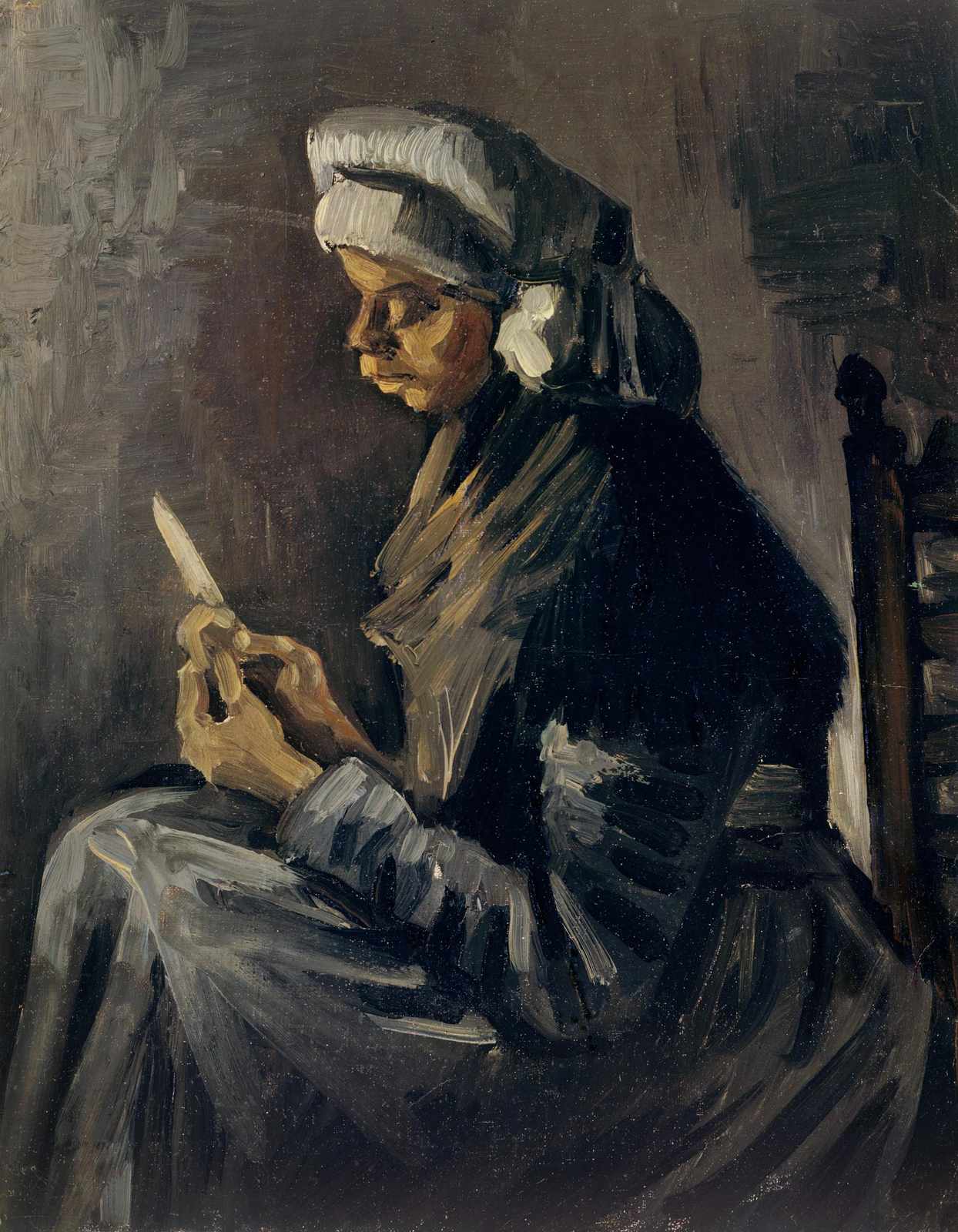 Peasant Woman with Knife Impressionist Wall Art