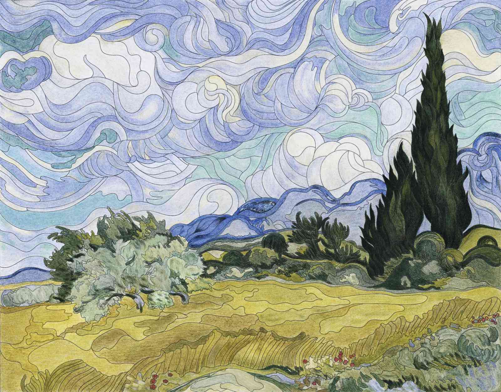 Van Gogh Starry Night Cyprus Landscape Wall Art