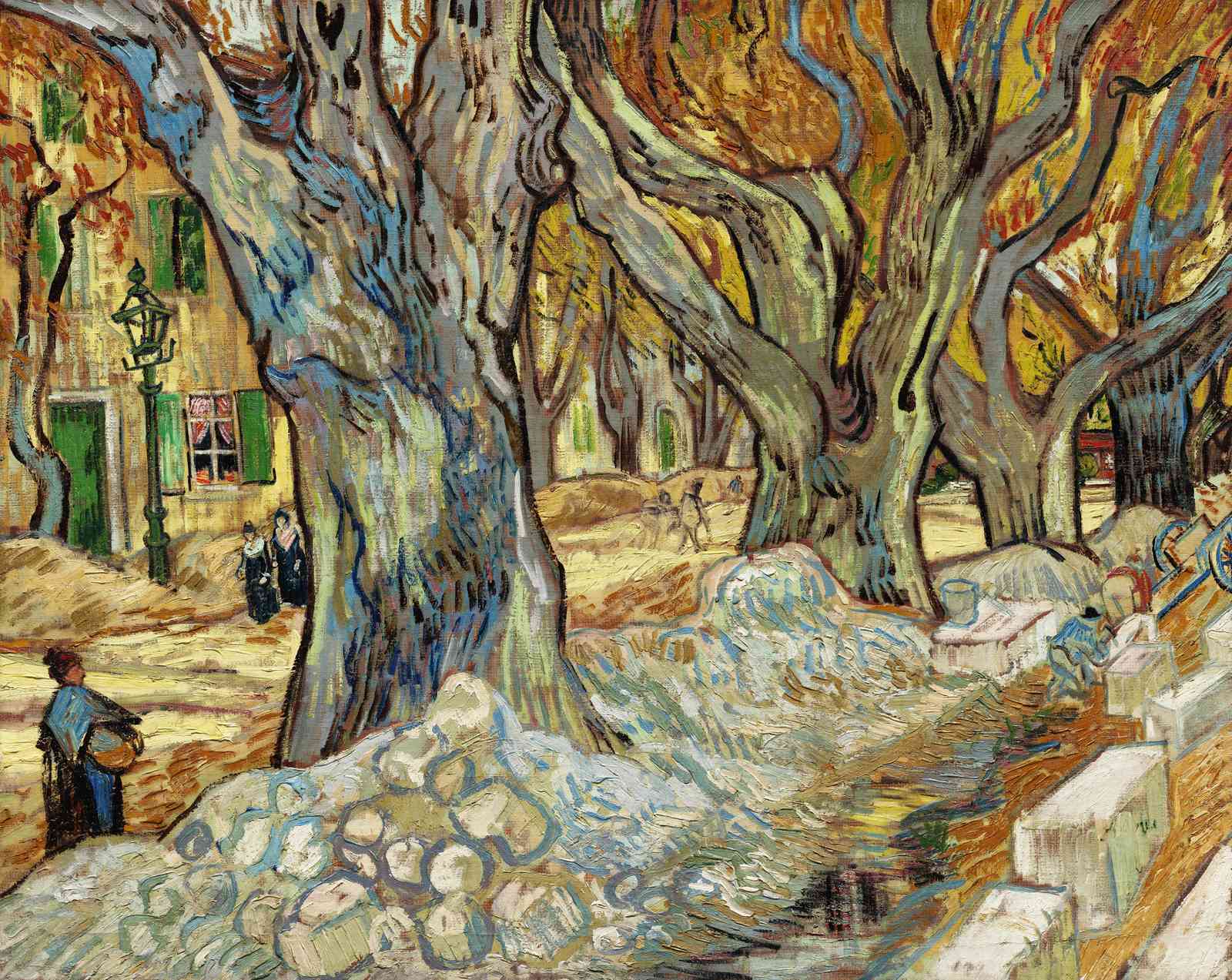 Vibrant Trees Pathway Van Gogh Style Wall Art