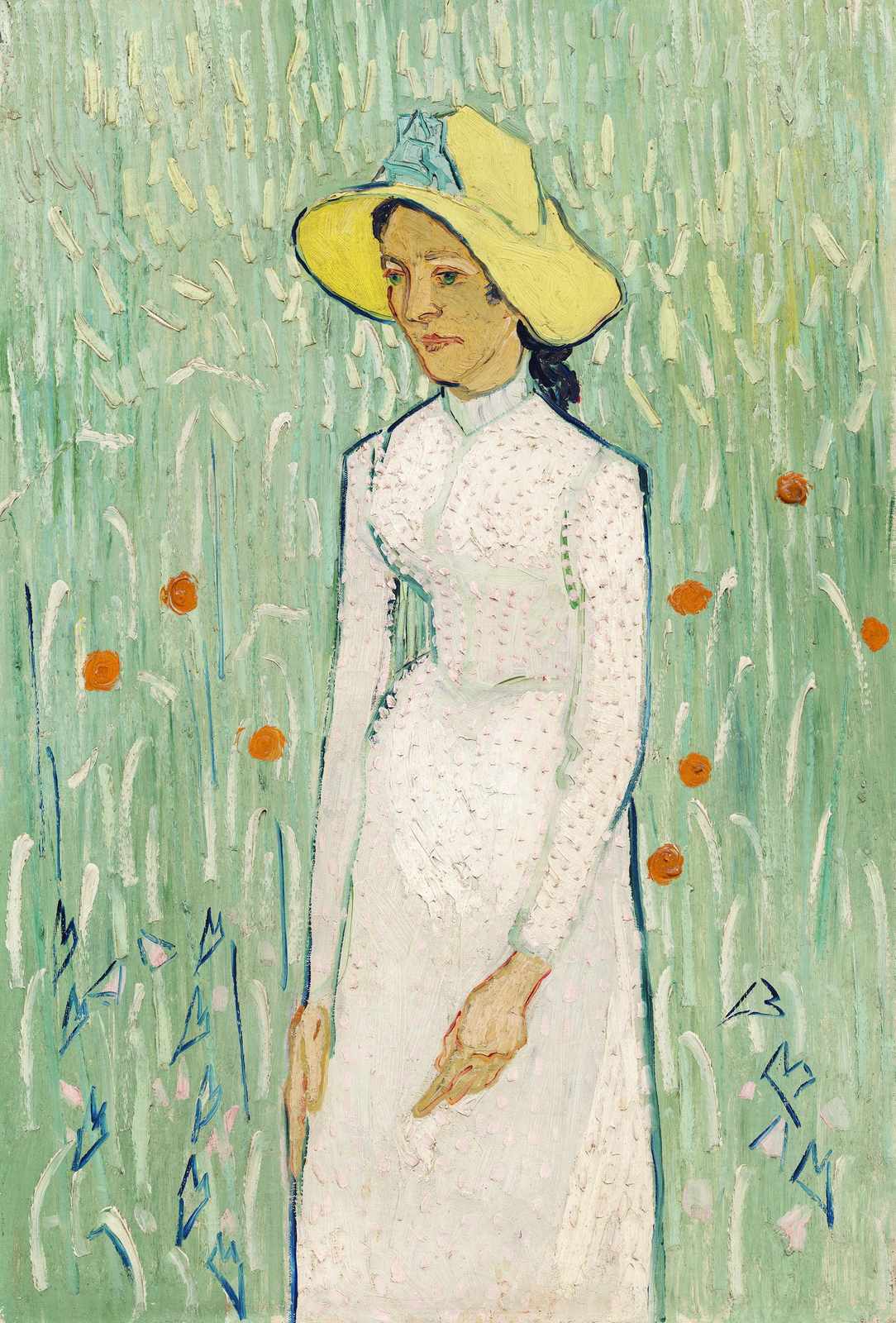 Vincent Van Gogh Countryside Woman Yellow Hat Wall Art