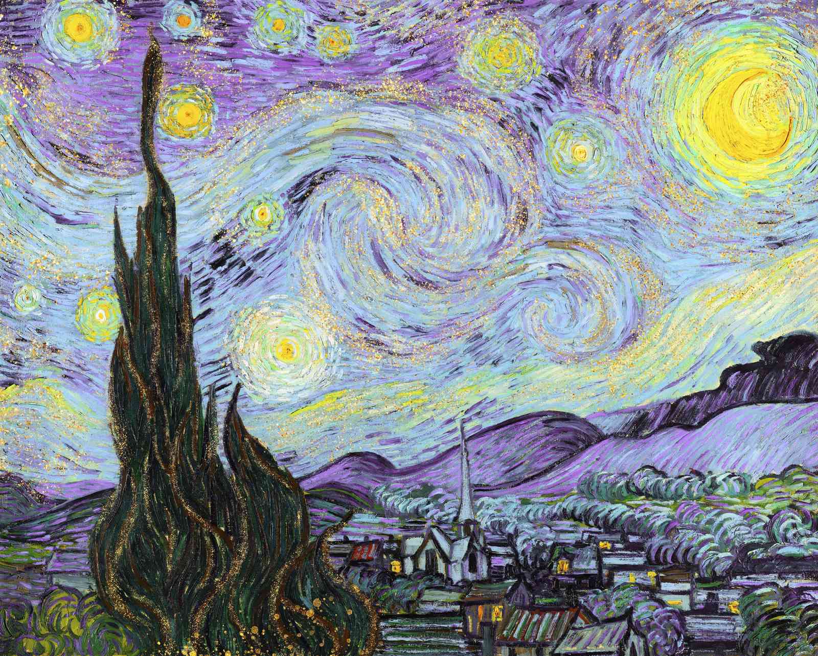 Starry Night Emerald Cypress Wall Art