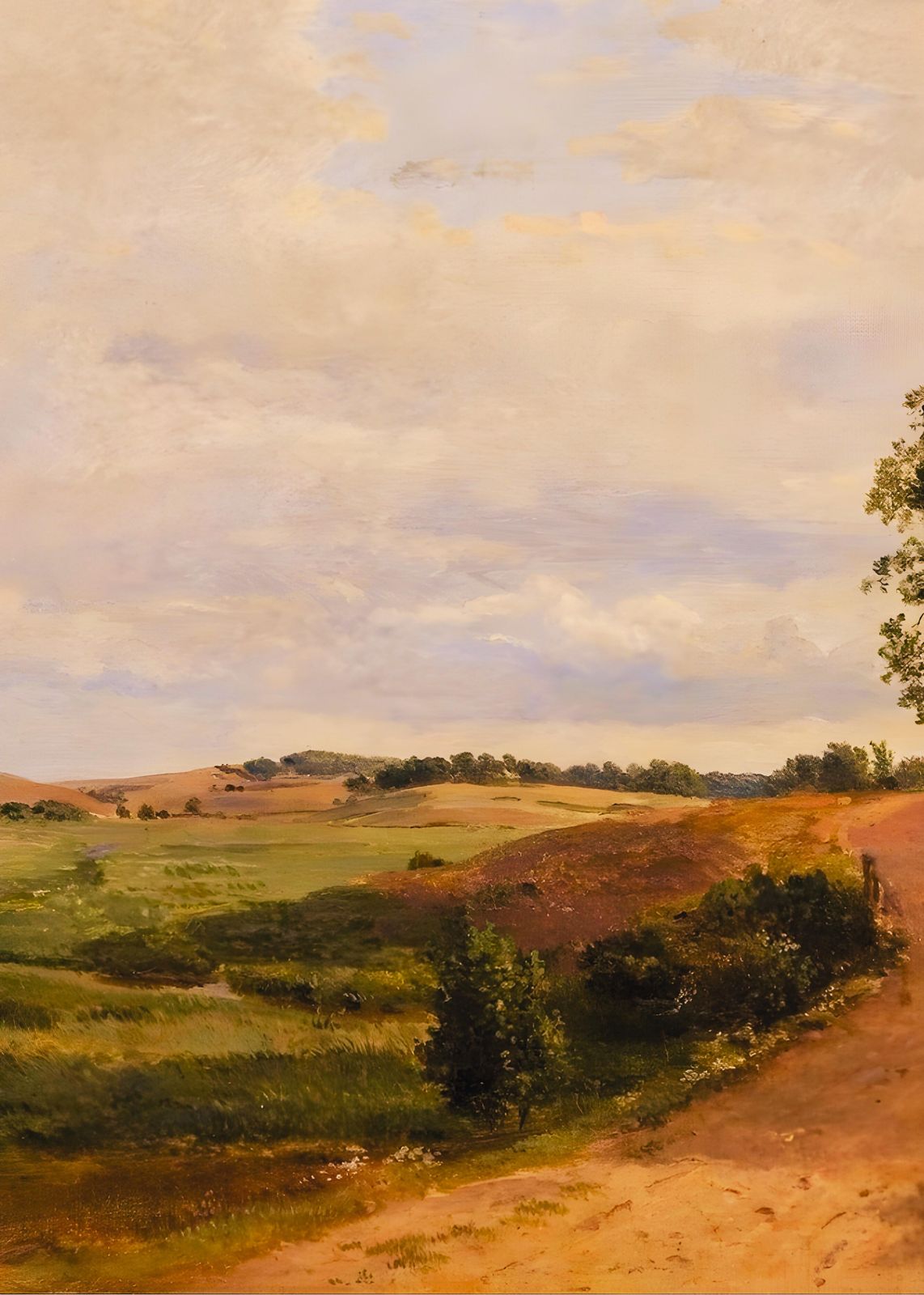 Serene Countryside Landscape Oil Painting Wall Art