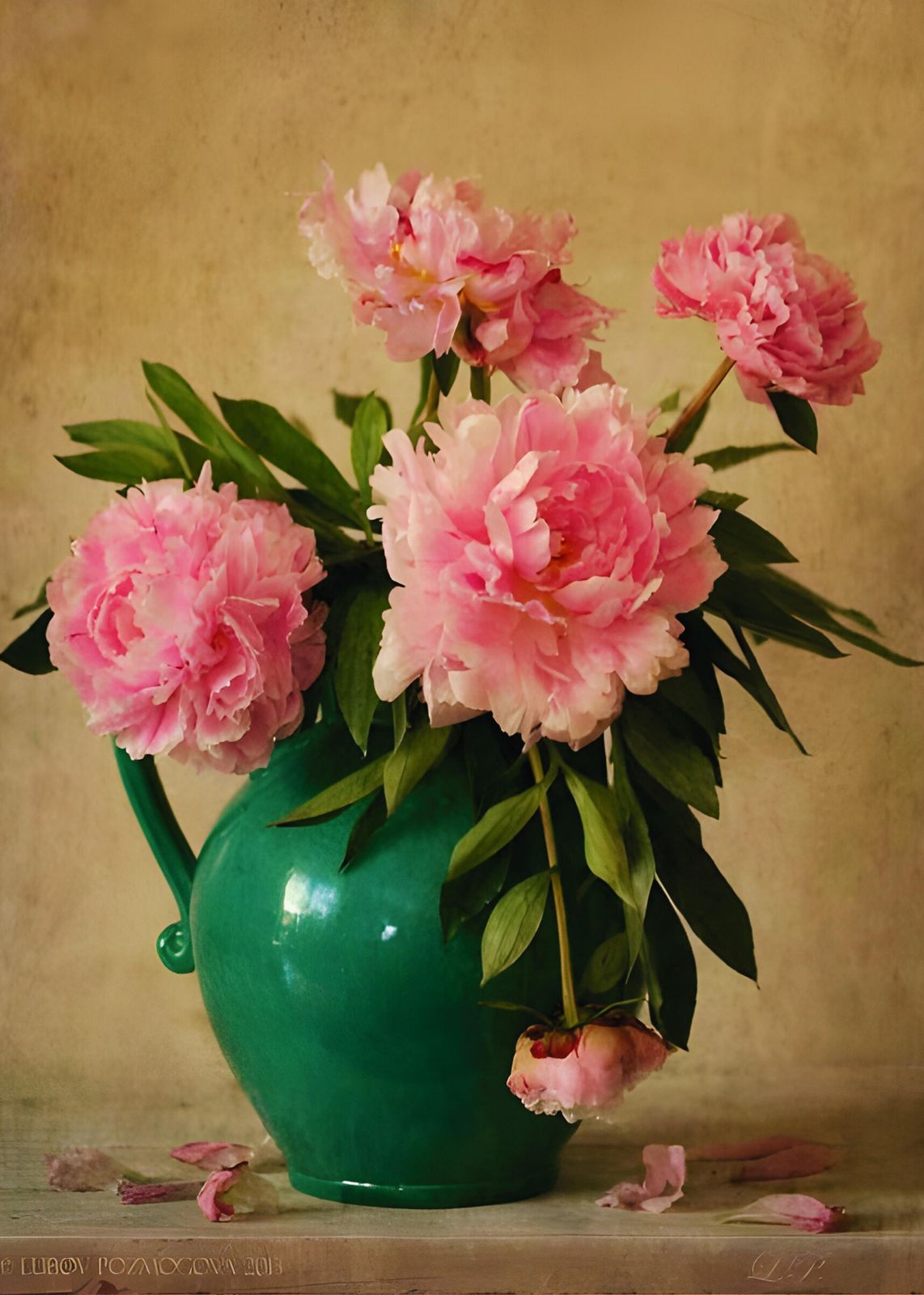 Vintage Pink Peonies Floral Art Wall Art