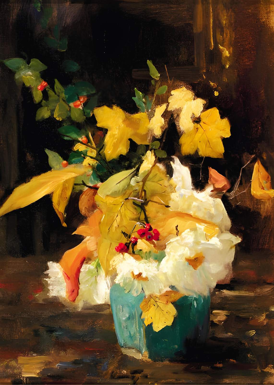 Vibrant Autumn Floral Still Life Wall Art
