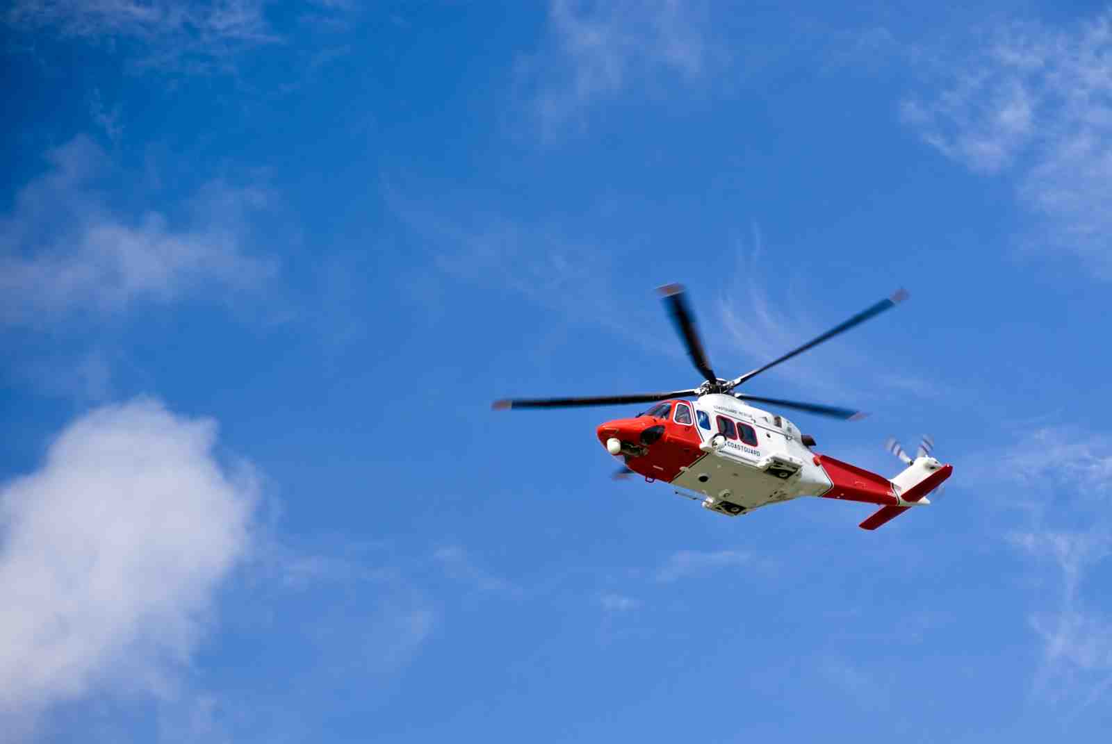 Rescue Helicopter in Blue Sky Wall Art