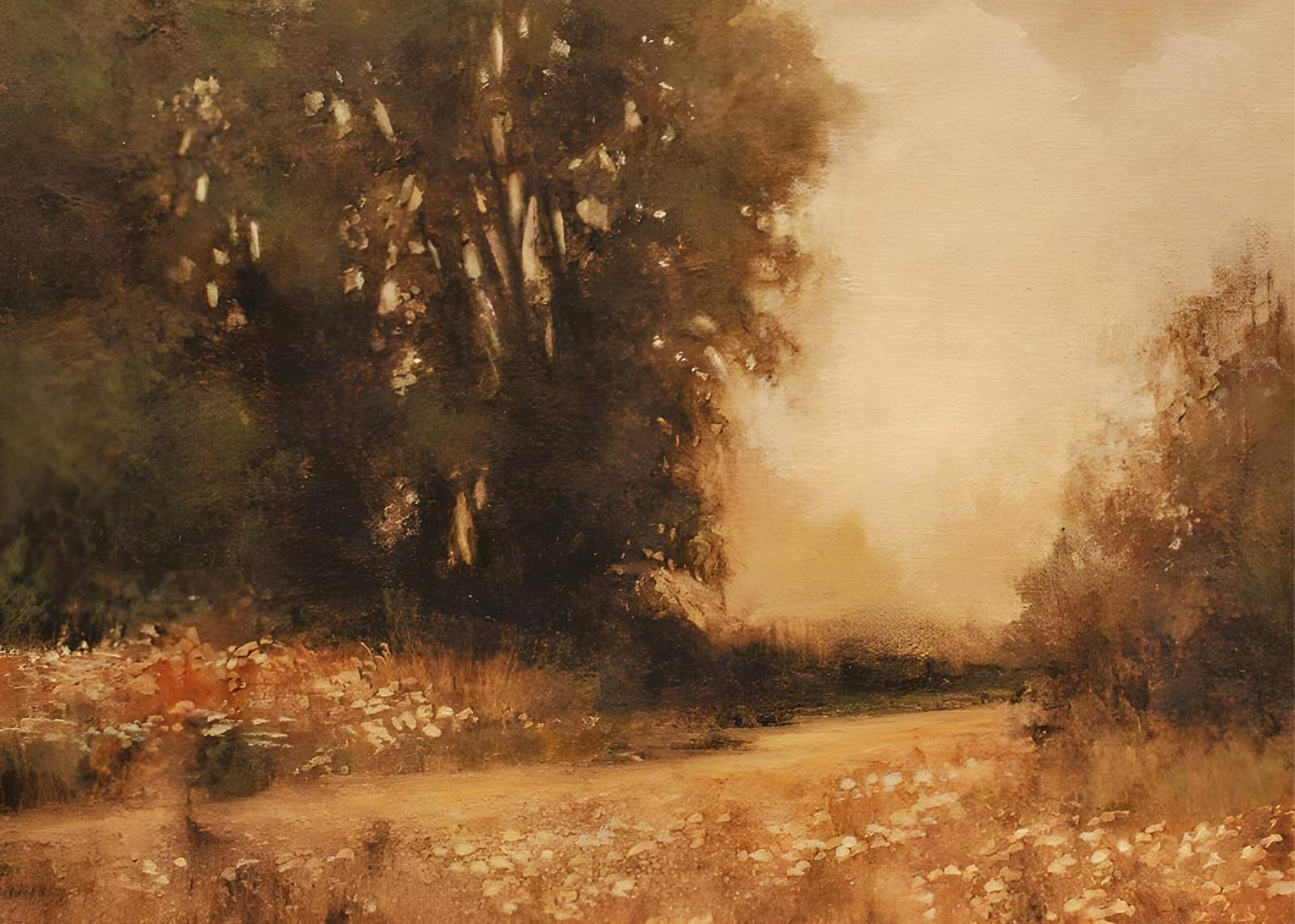 Golden Meadow Path Landscape Wall Art