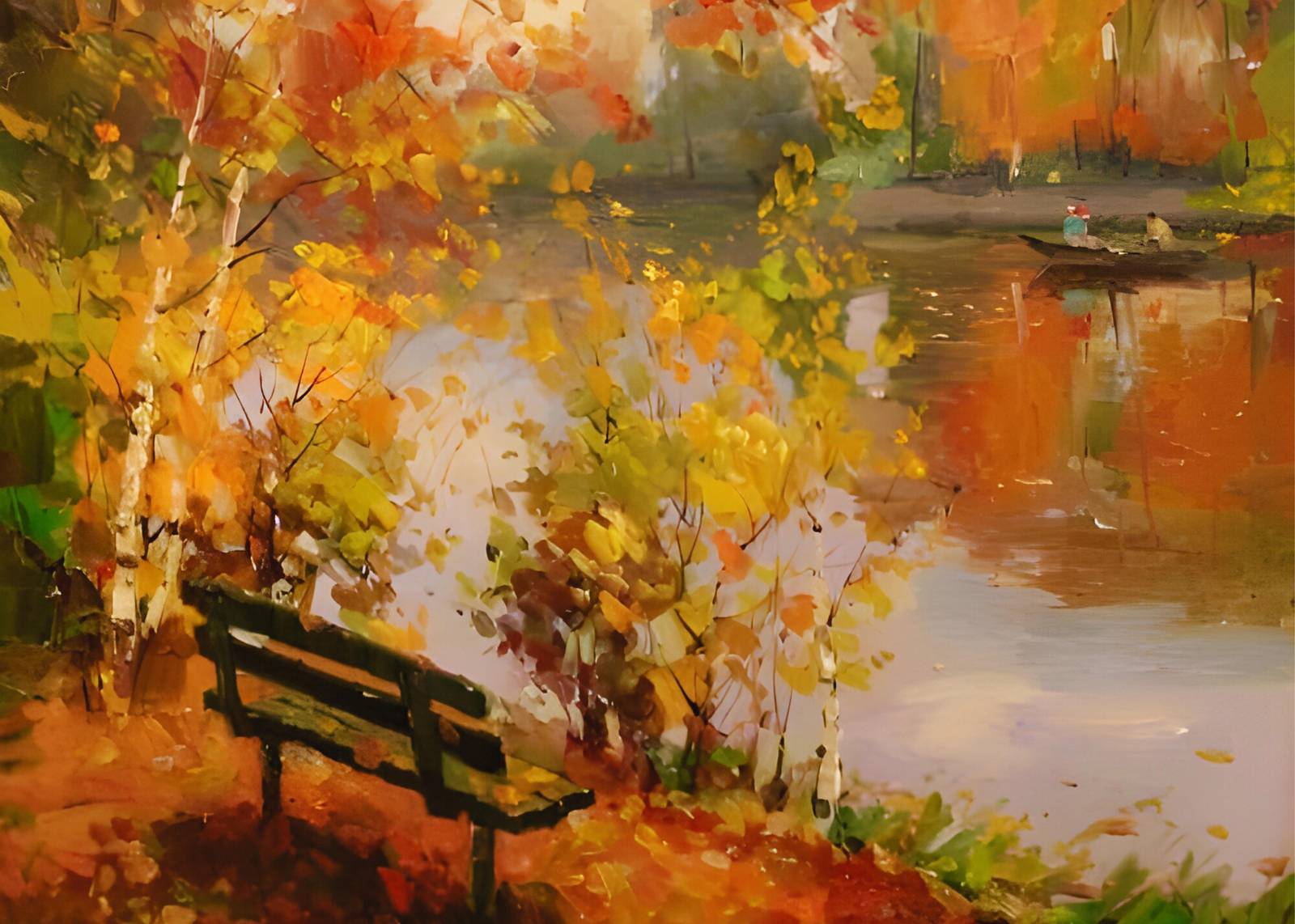 Serene Autumn Park Bench Wall Art