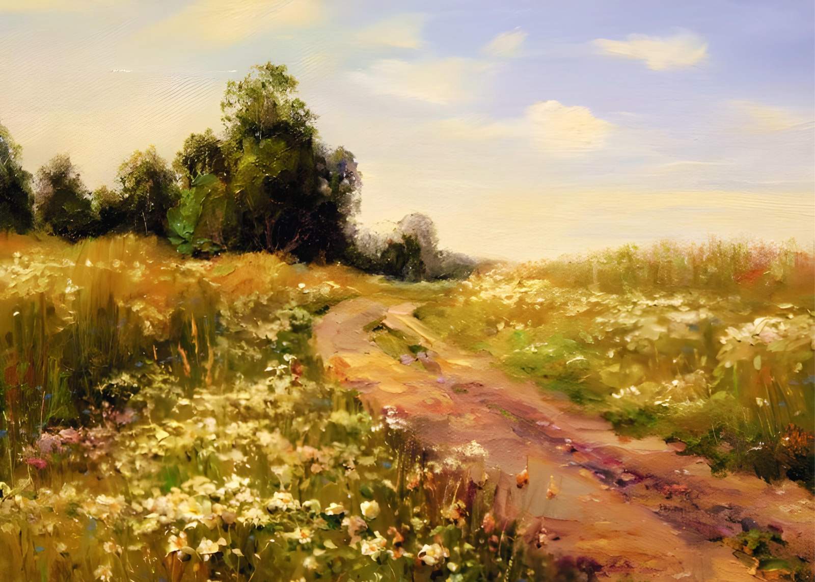 Idyllic Meadow Path Landscape Wall Art