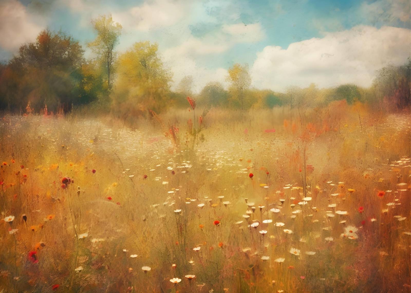 Golden Meadow Floral Dream Wall Art