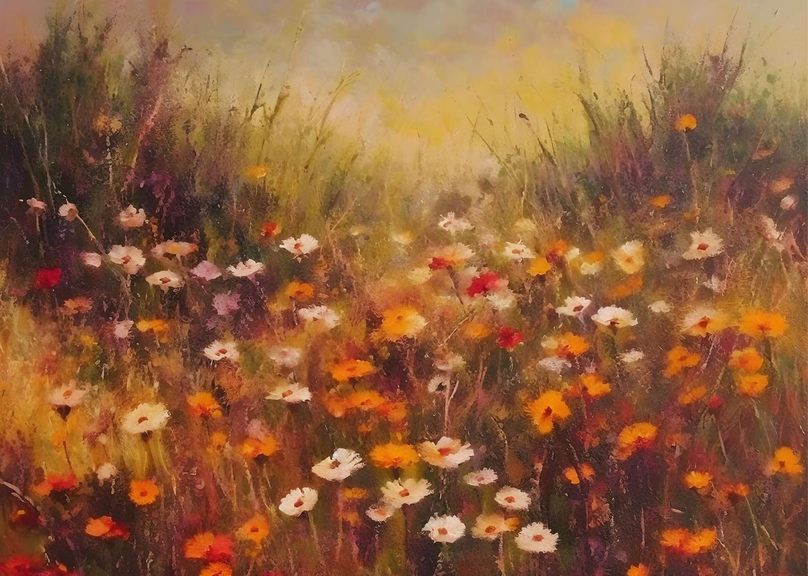 Golden Meadow Floral Art Wall Art