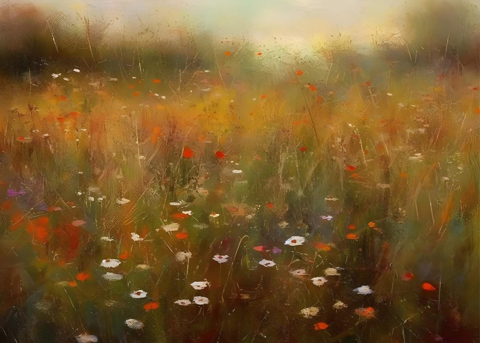 Serene Poppy Field Abstract Wall Art