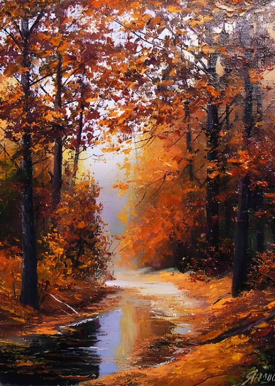 Vibrant Autumn Forest Path Wall Art