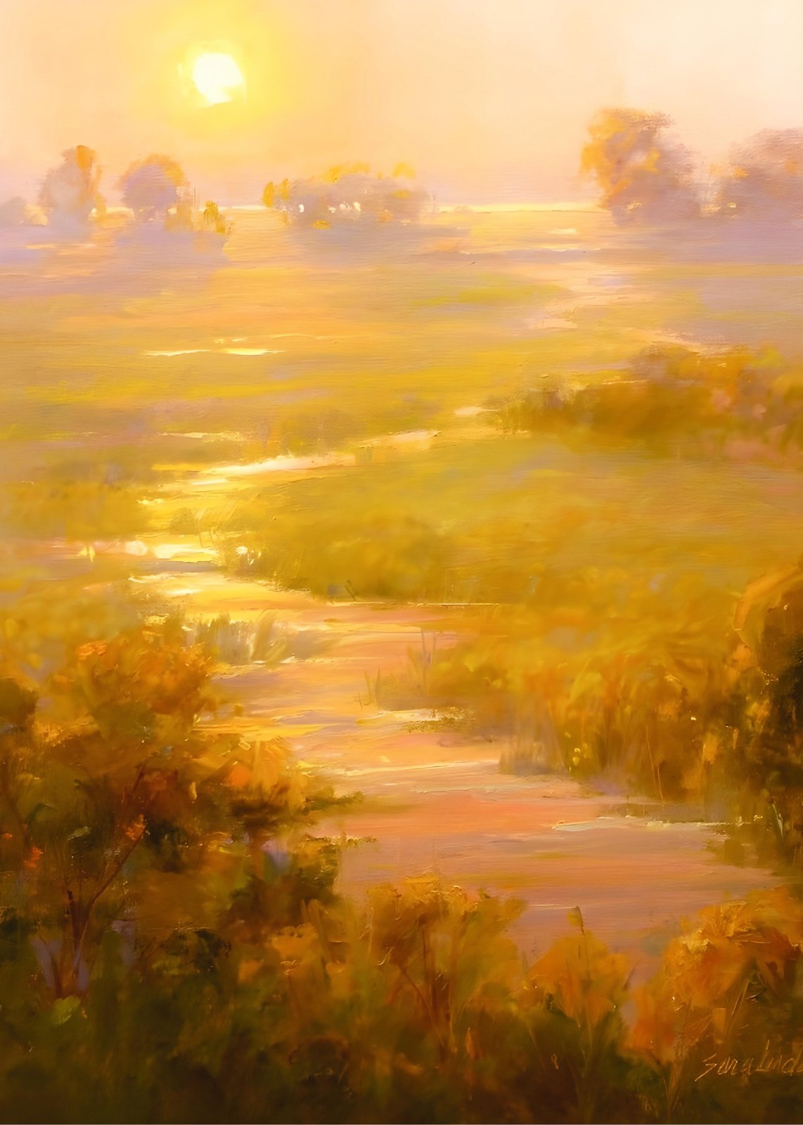 Golden Sunrise Landscape Wall Art