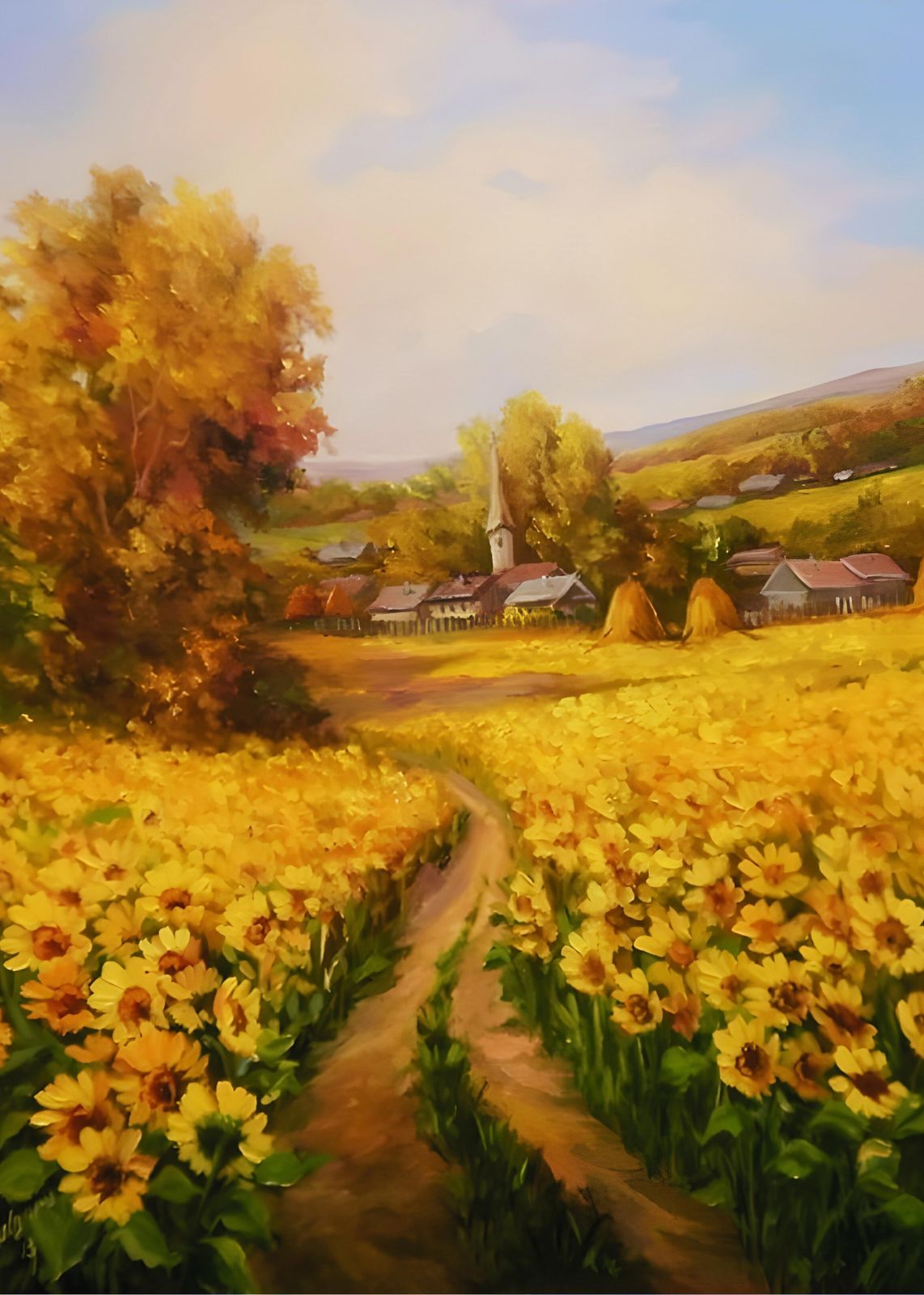 Sun-Drenched Sunflower Fields Landscape Wall Art
