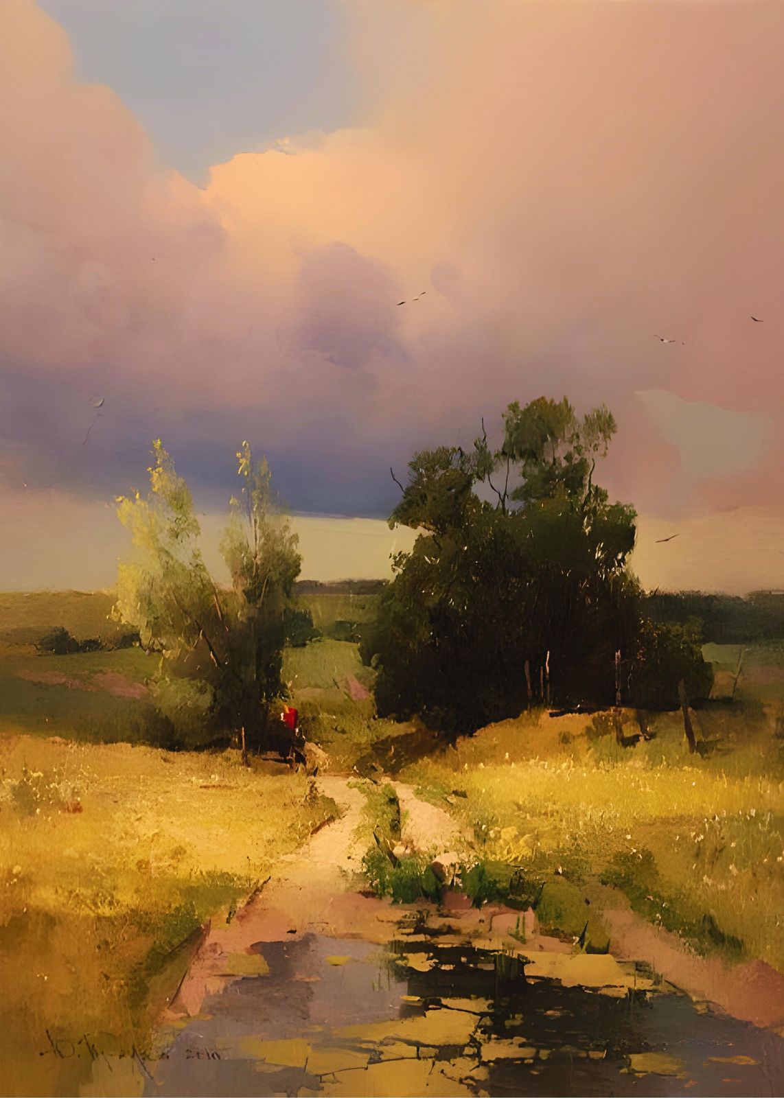 Golden Hour Countryside Landscape Wall Art