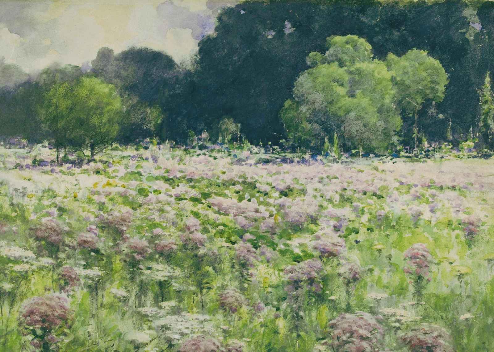 Serene Meadow Floral Landscape Wall Art