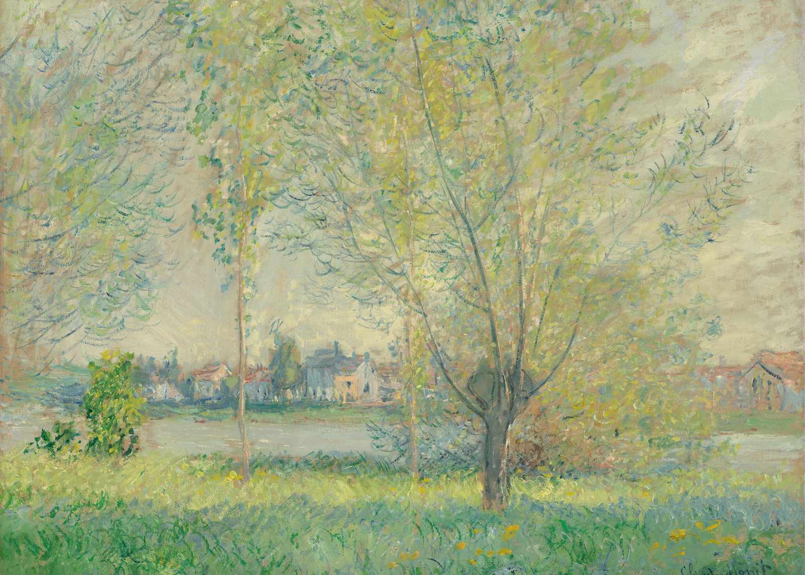 Serene River Landscape Impressionist Wall Art