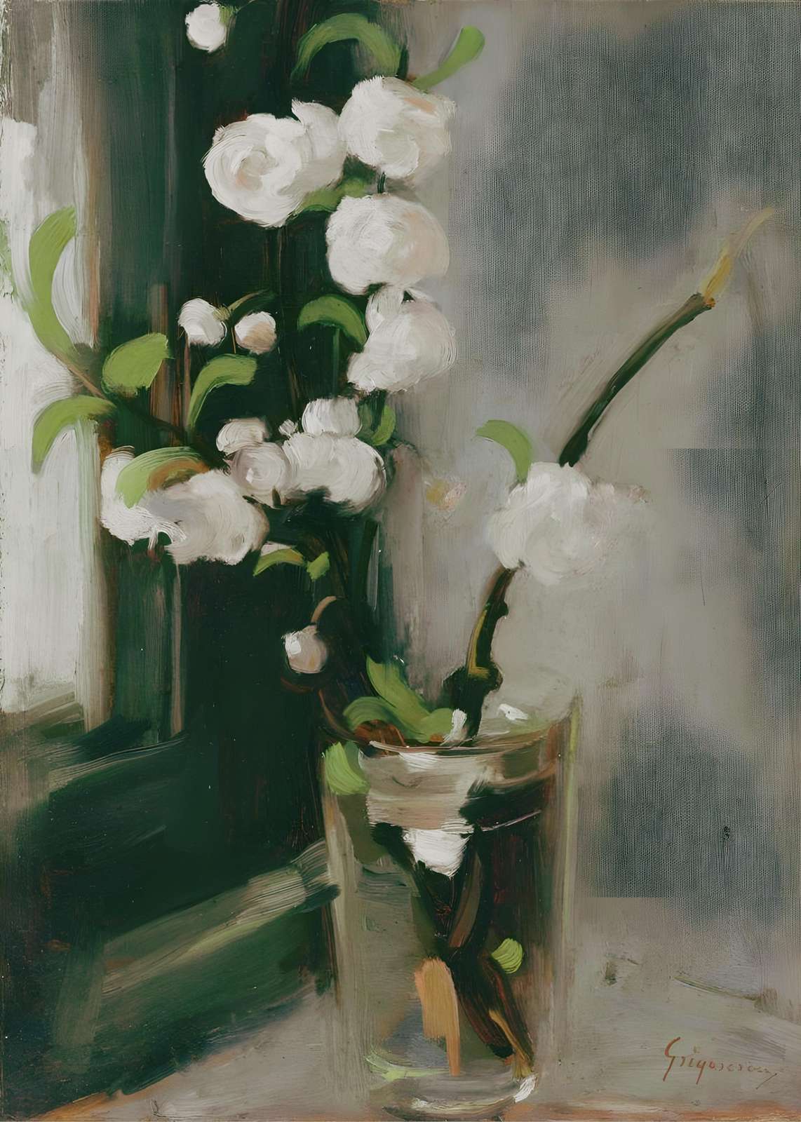 White Blossom Still Life Oil Painting Wall Art