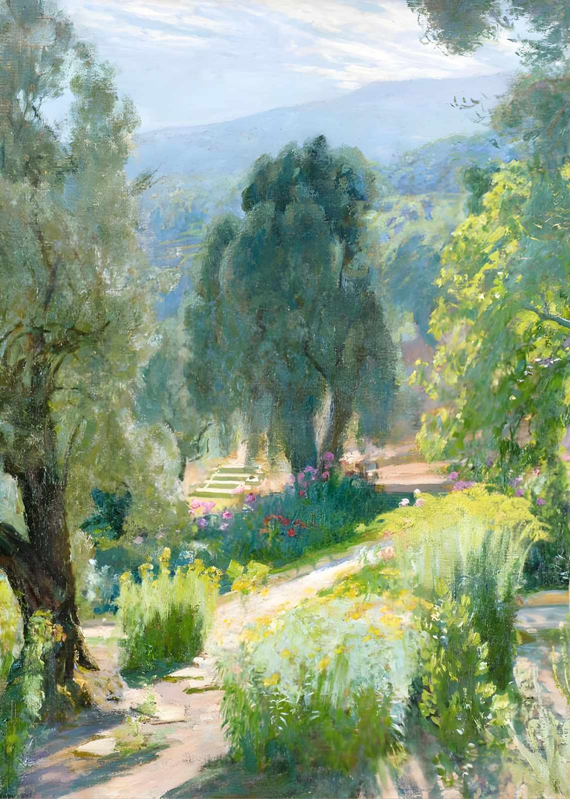 Serene Garden Path Impressionist Wall Art