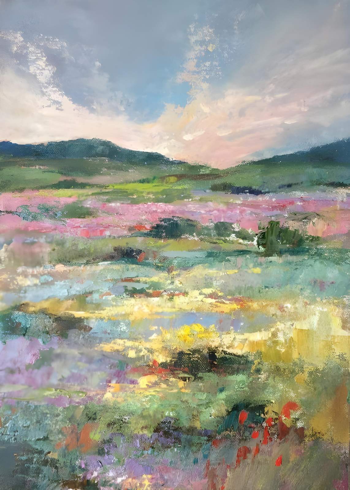 Impressionist Meadow Landscape Wall Art