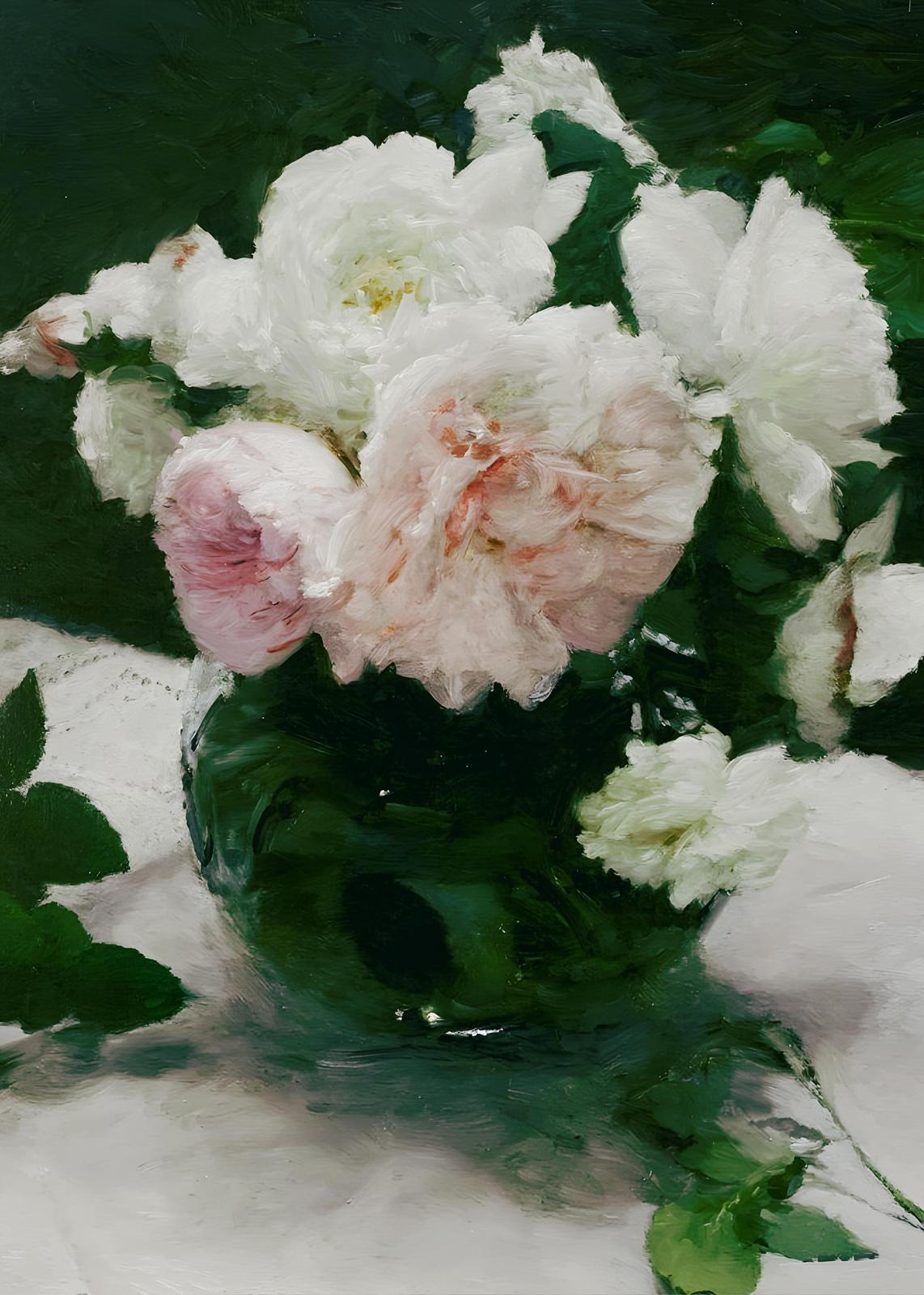 Elegant Rose Still Life Oil Painting Wall Art