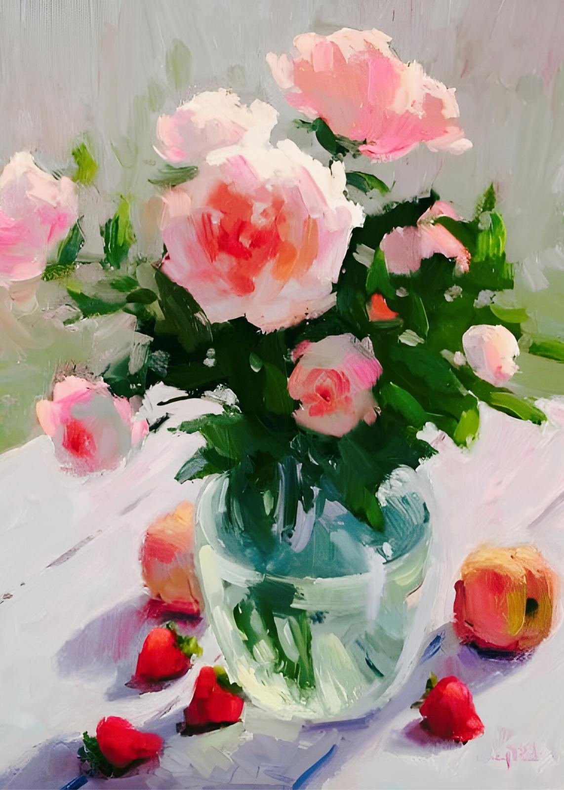 Vibrant Pink Peony Still Life Wall Art