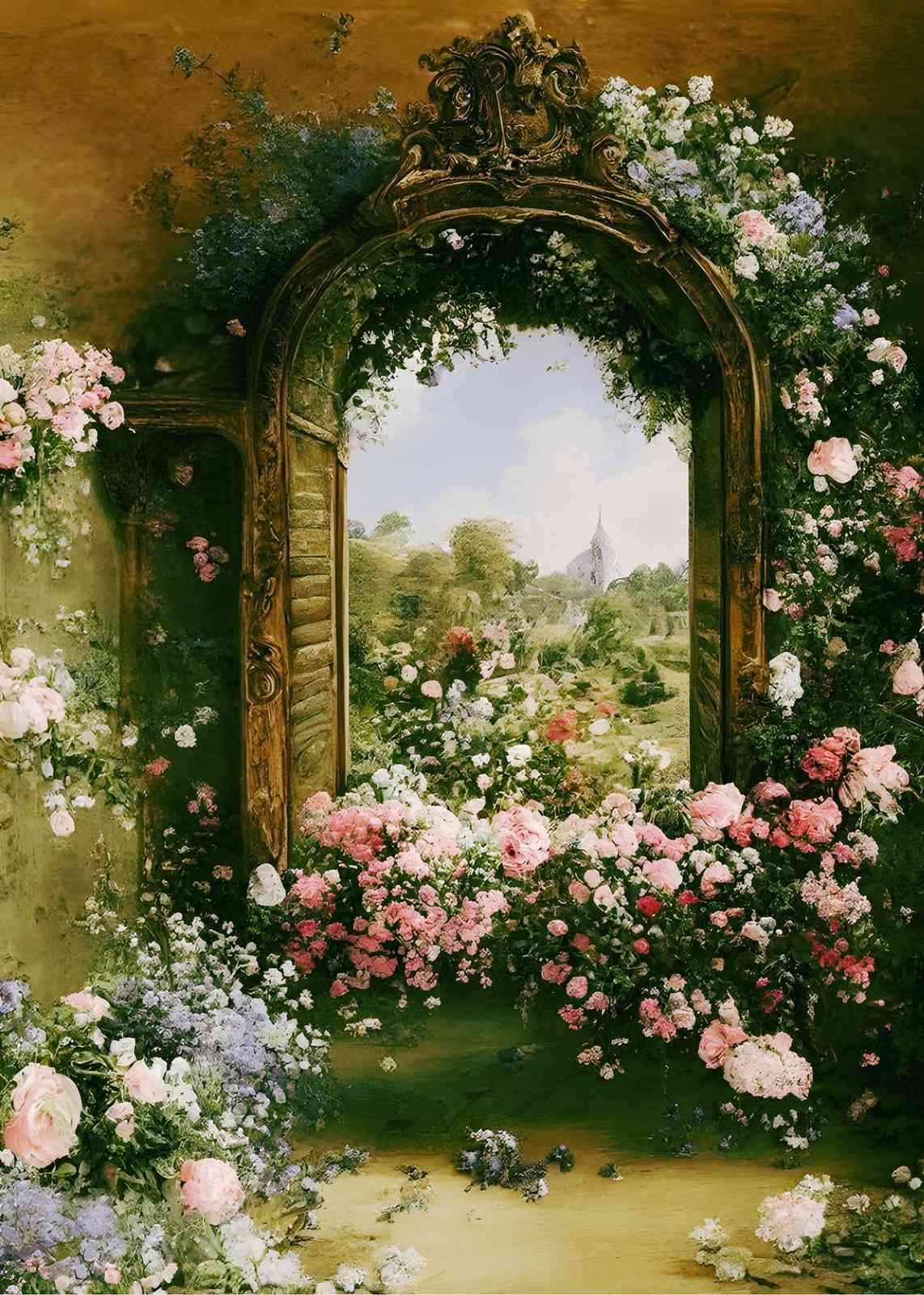 Enchanted Garden Archway Floral Romantic Wall Art