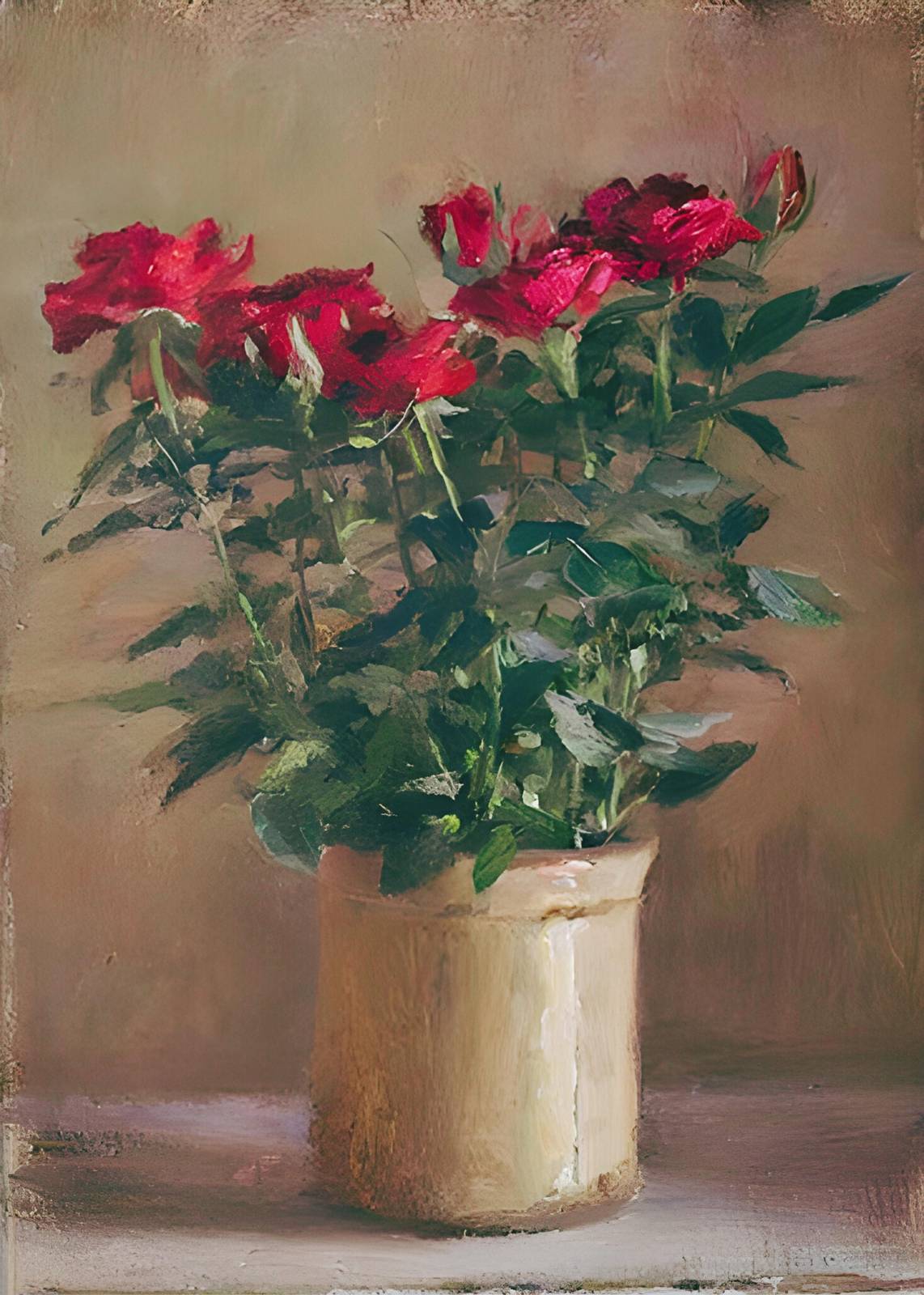 Elegant Red Roses Still Life Wall Art