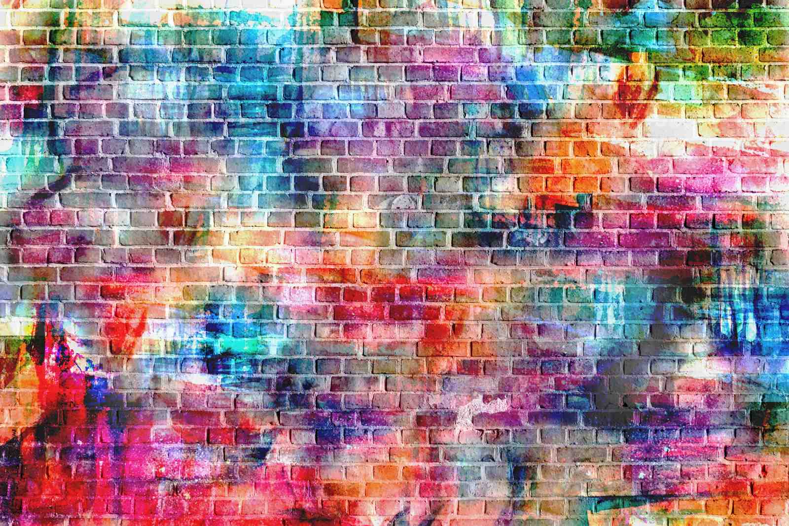 Vibrant Graffiti Brick Wall Wall Art