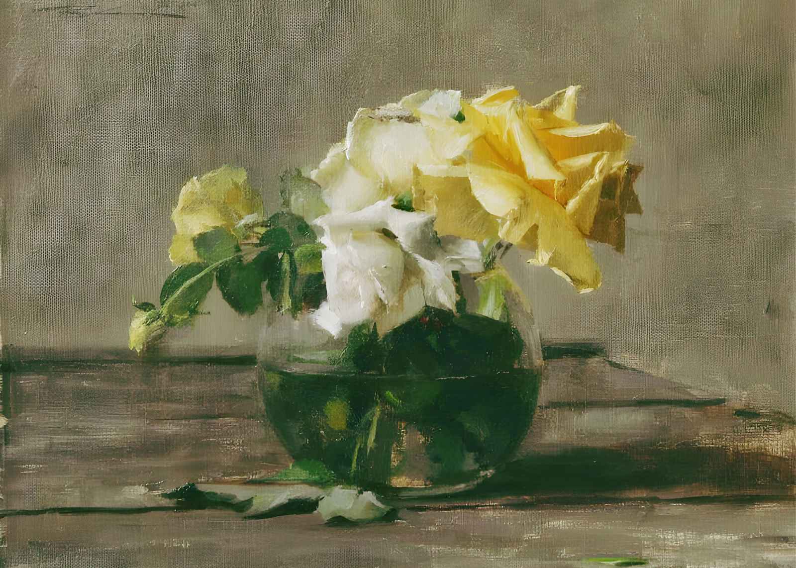 Yellow Roses Still Life Wall Art