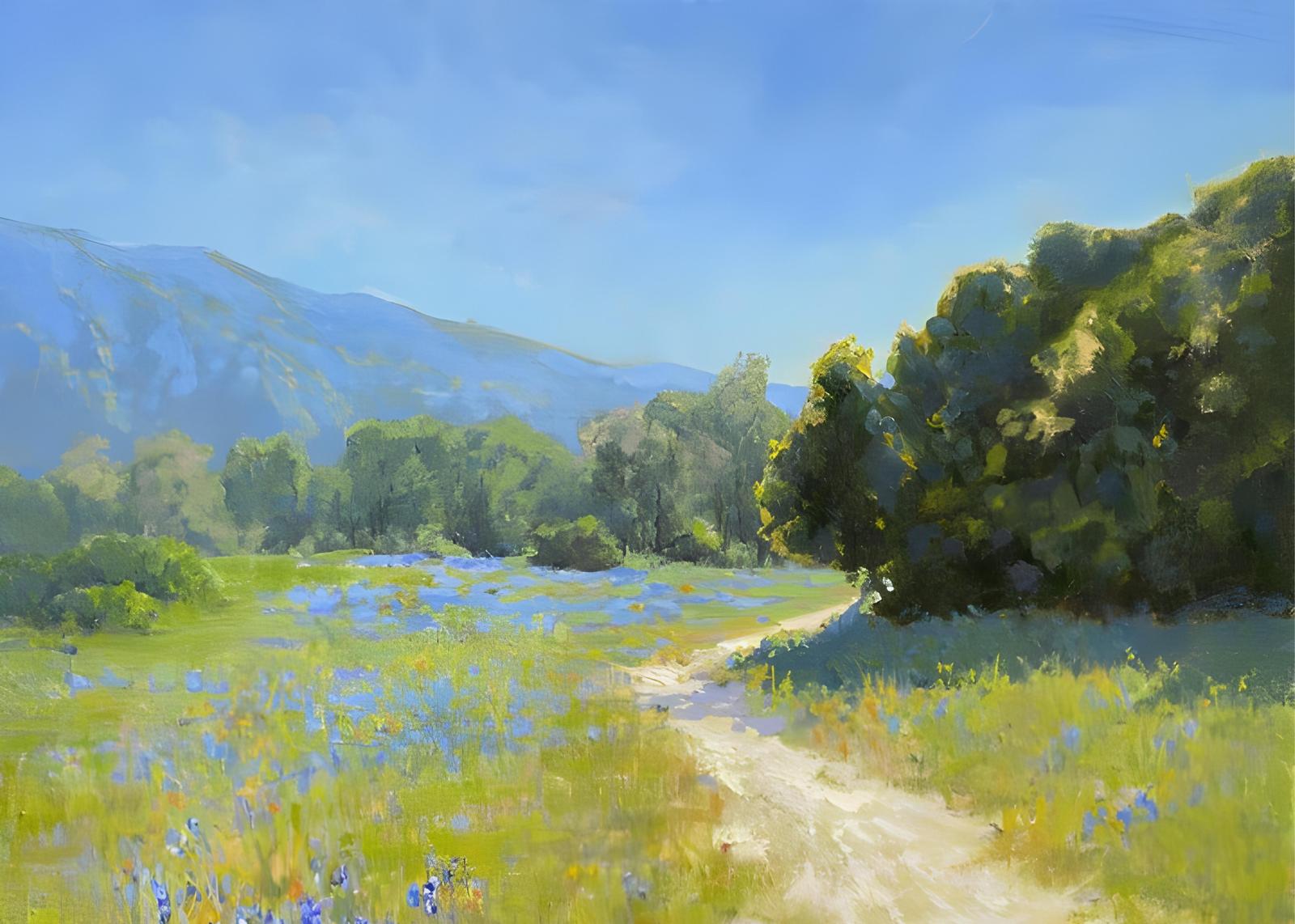 Vibrant Bluebonnet Field Landscape Wall Art