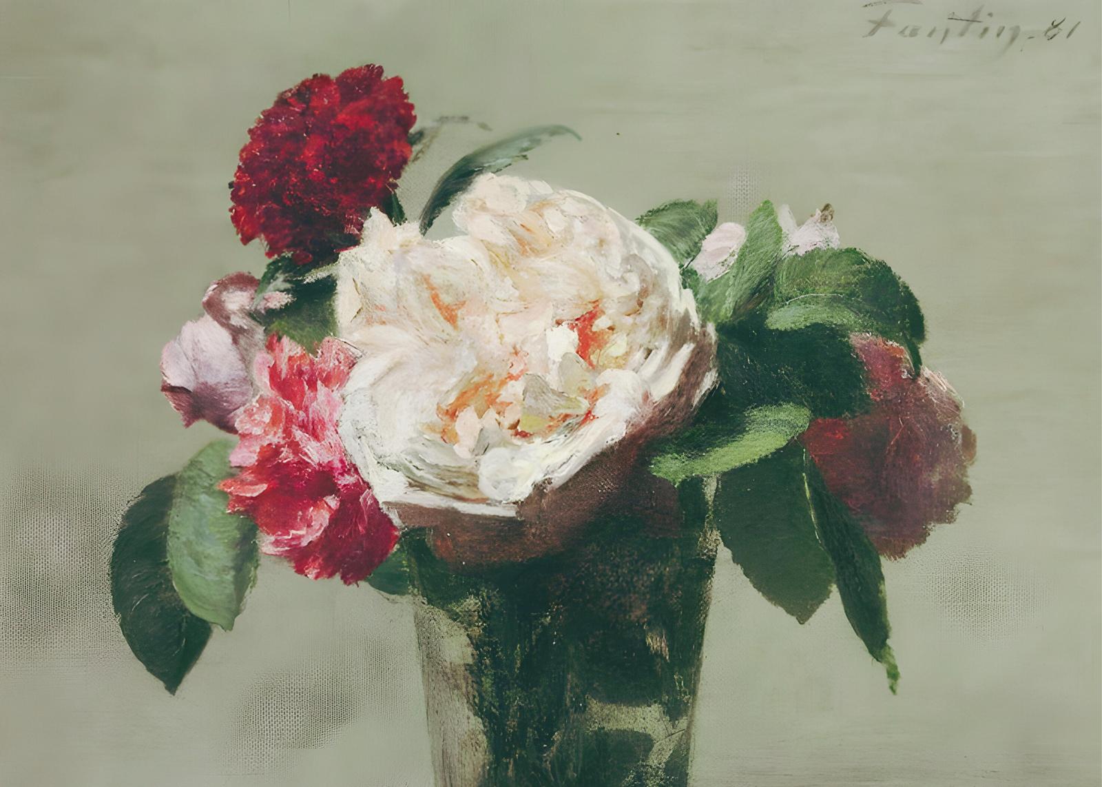 Vintage Floral Still Life Oil Painting Wall Art