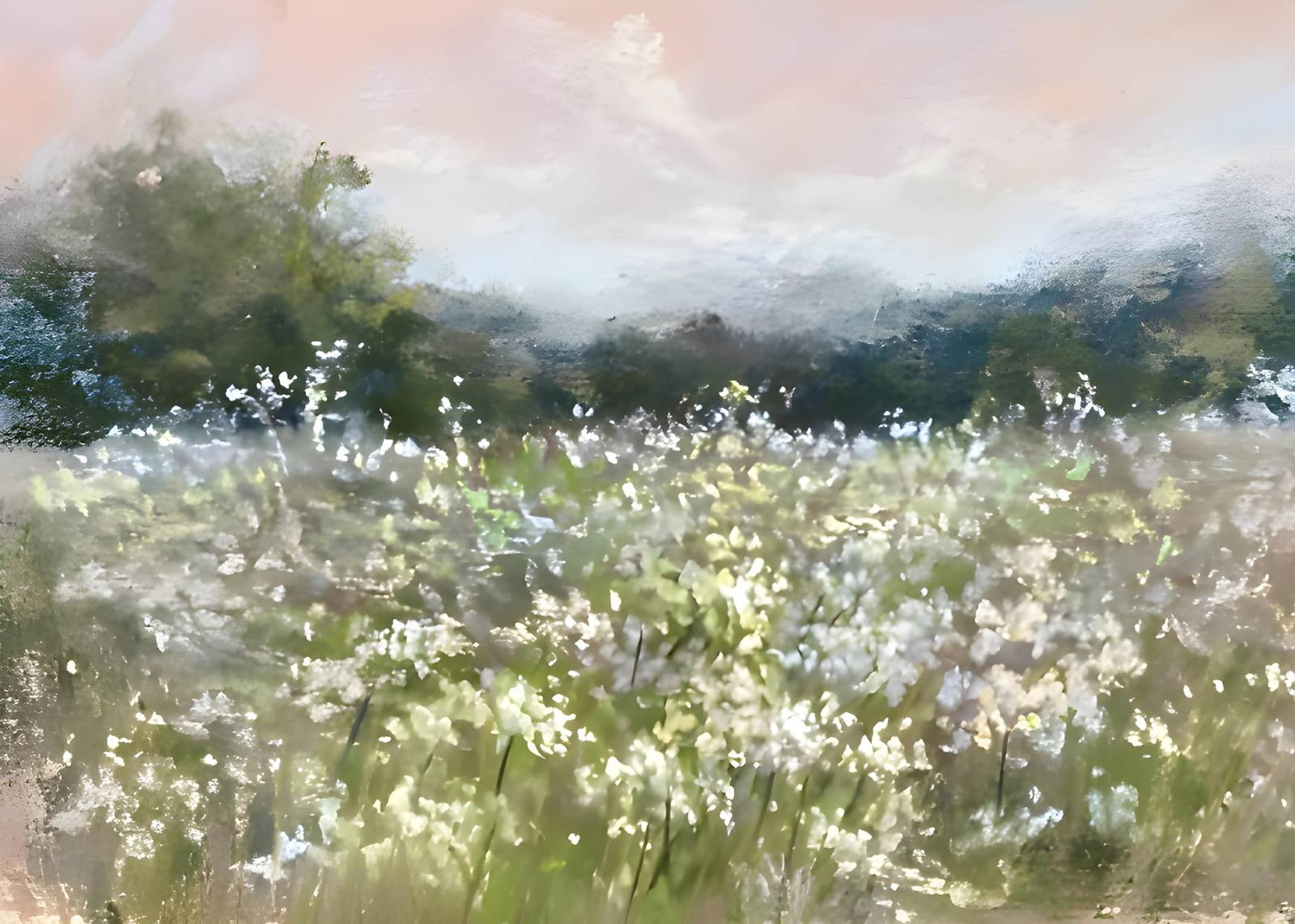 Soft Meadow Bloom Landscape Wall Art