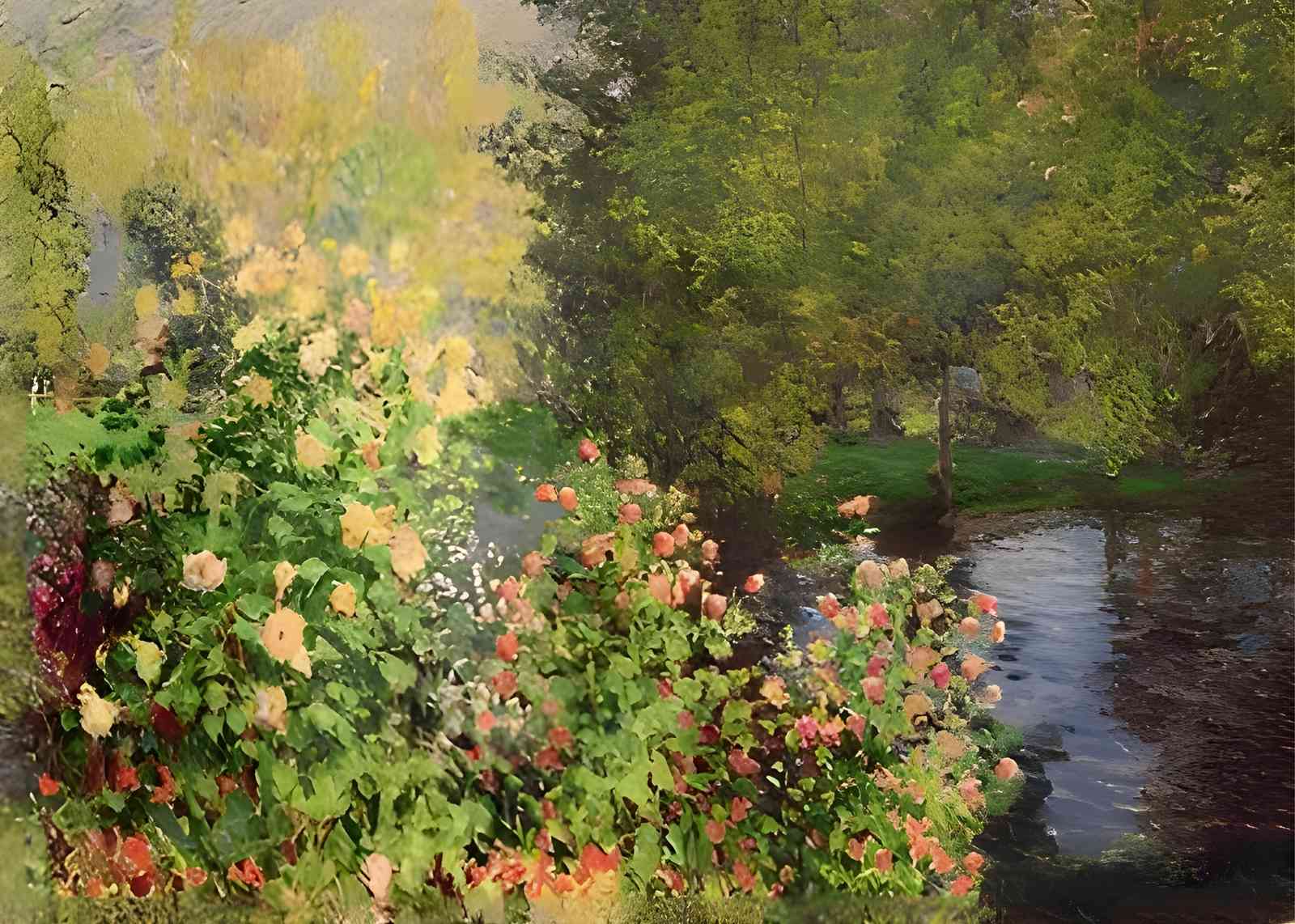 Impressionist Garden Stream Wall Art