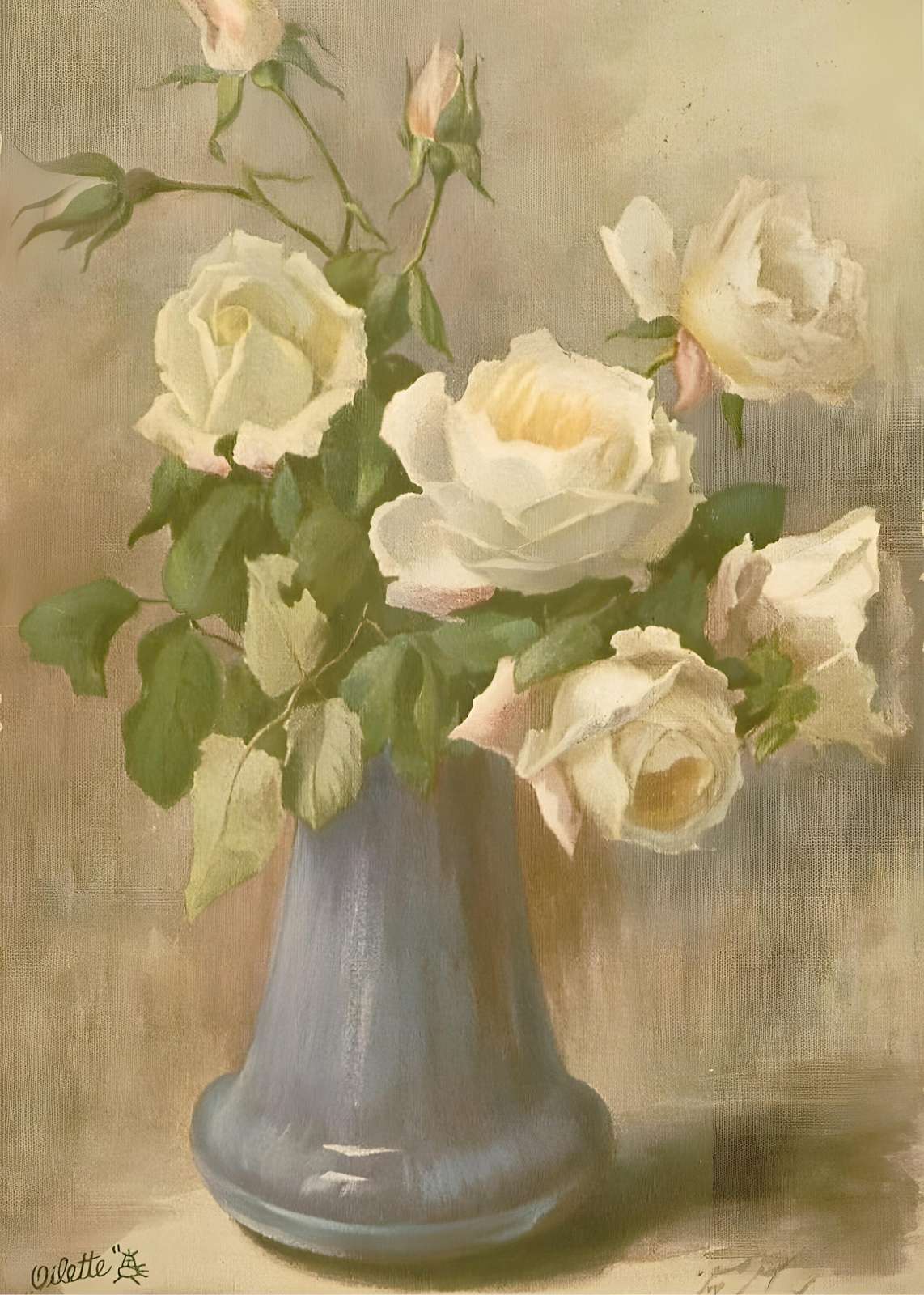 Elegant White Roses Still Life Wall Art