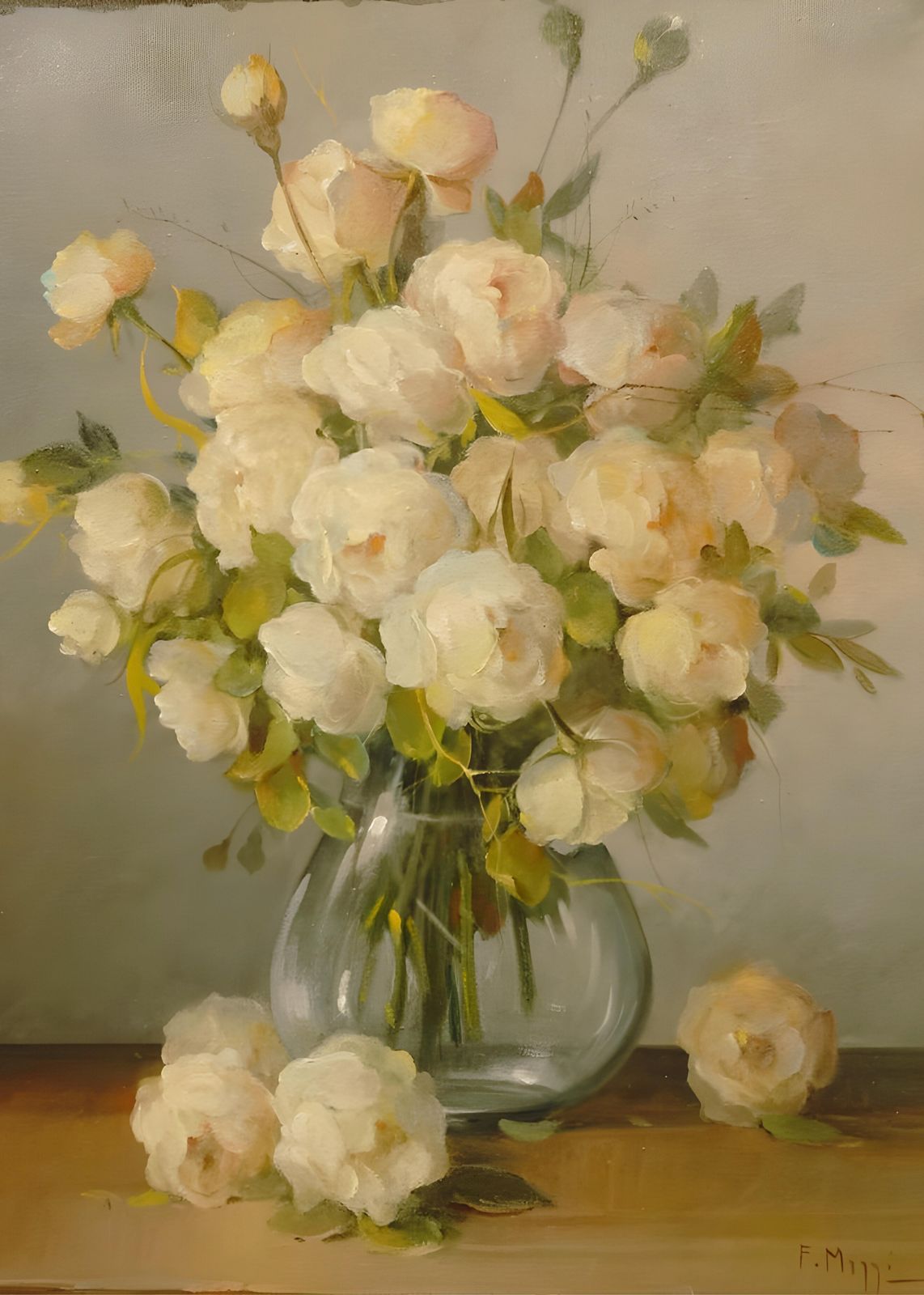 Soft White Roses Still Life Wall Art