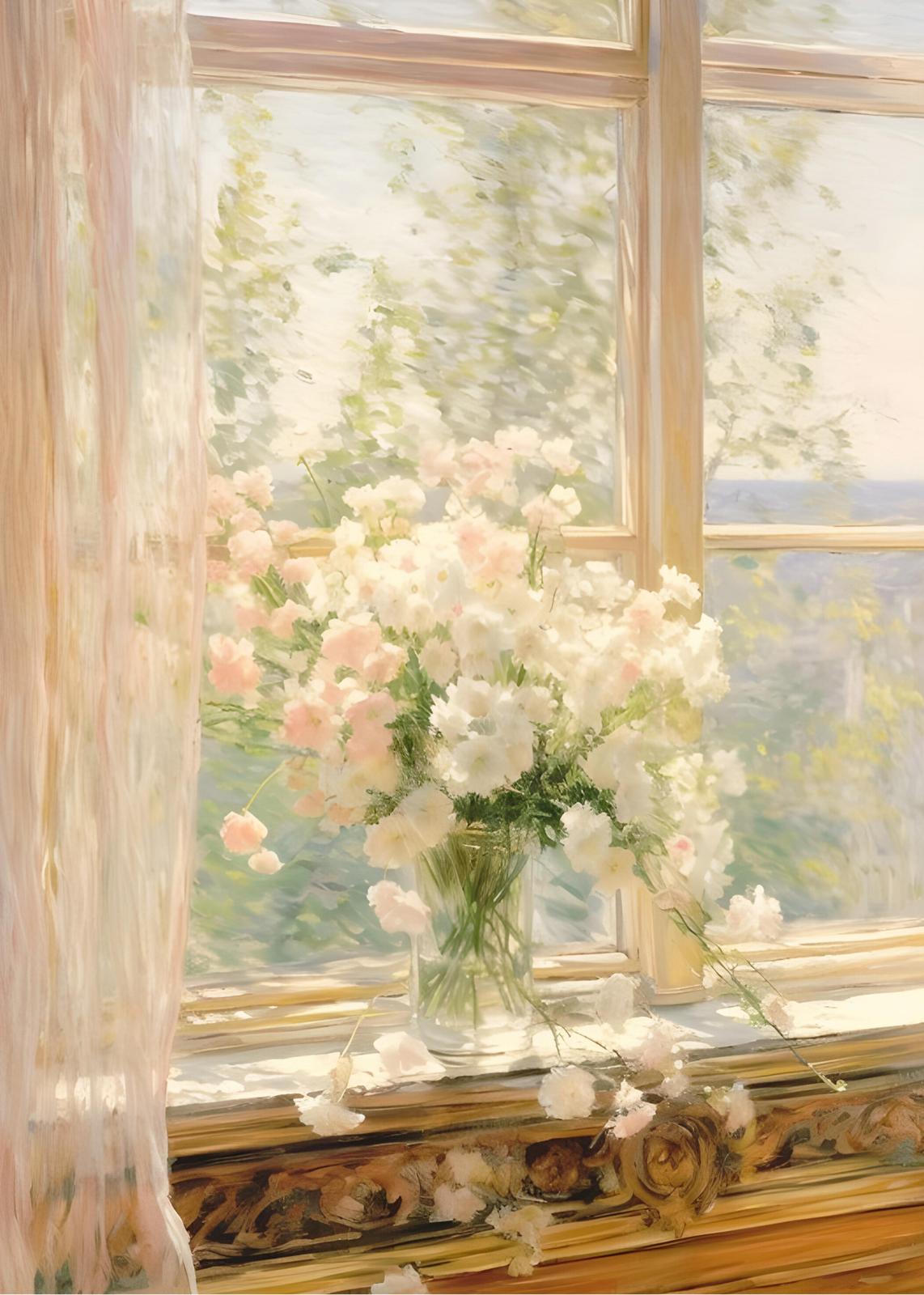 Ethereal Floral Window Wall Art