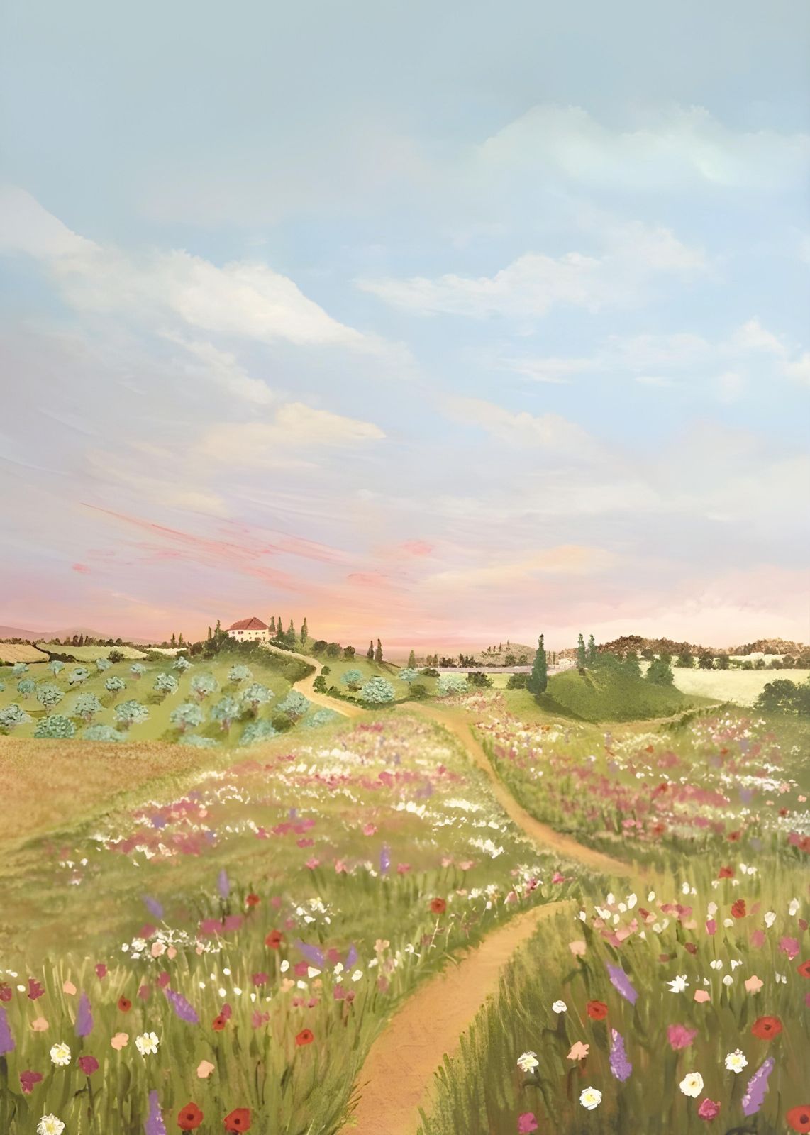 Tuscan Meadow Landscape Wall Art