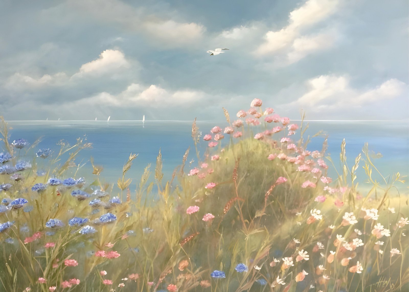 Seascape Meadow Wall Art | Coastal Artwork